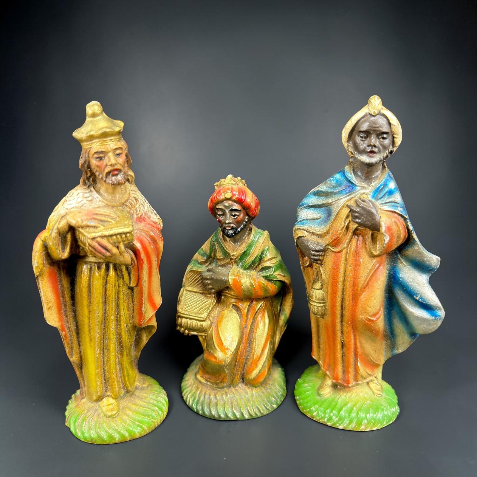Vintage Italy Nativity Three Wise Men Kings Figurines 5 Inch Hand Painted Set 3