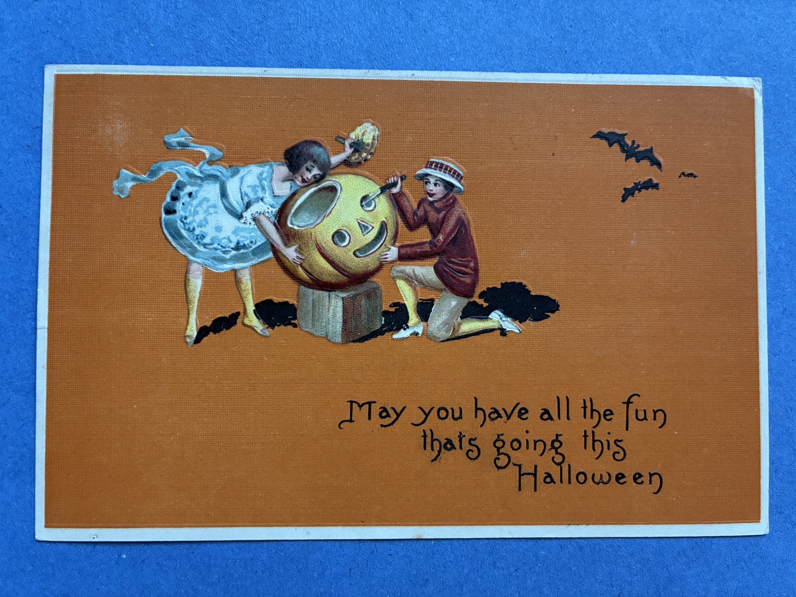 RARE LEUBRIE & ELKUS Vintage HALLOWEEN Postcard Germany #7036 Kids Carving JOL RARE LEUBRIE & ELKUS Vintage HALLOWEEN Postcard Germany #7036 Kids Carving JOL