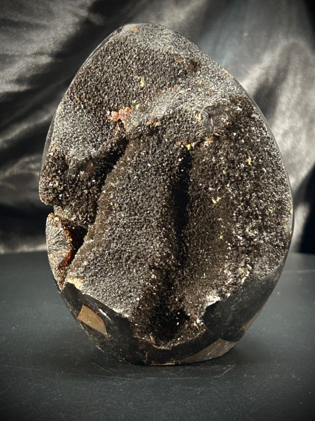 4" Druzy Black Septarian Egg 1lb 5.2oz (601 grams)