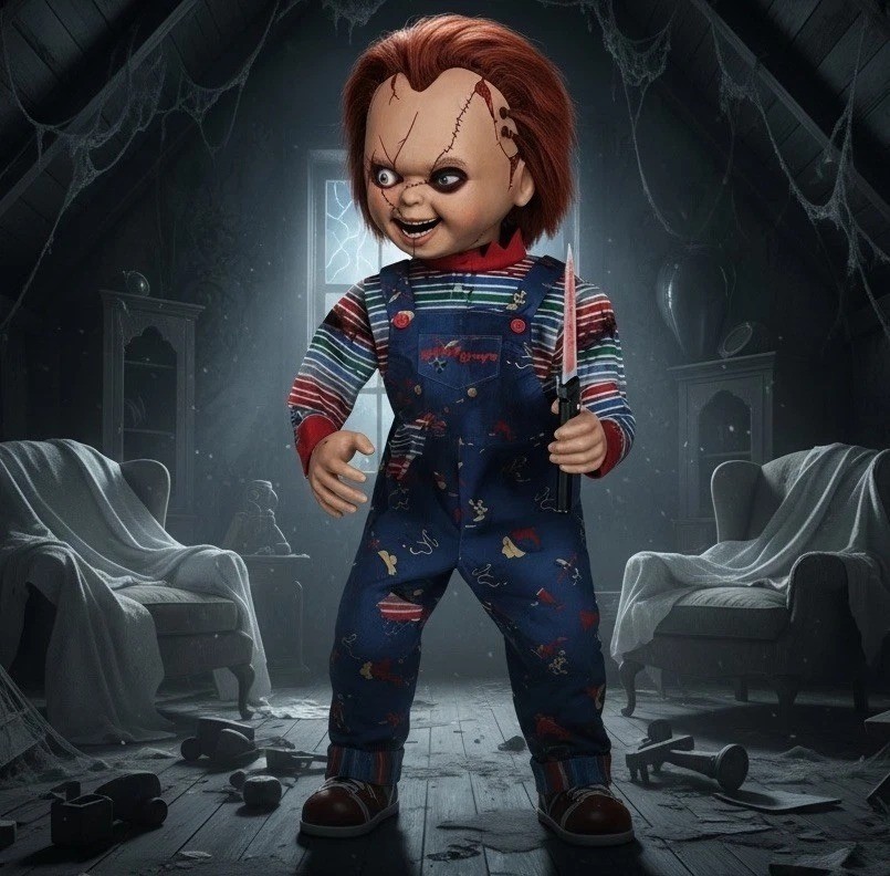 New Scarred Chucky Child’s Play Horror Halloween Animated Prop 2025 In Ship Box New Scarred Chucky Child’s Play Horror Halloween Animated Prop 2025 In Ship Box