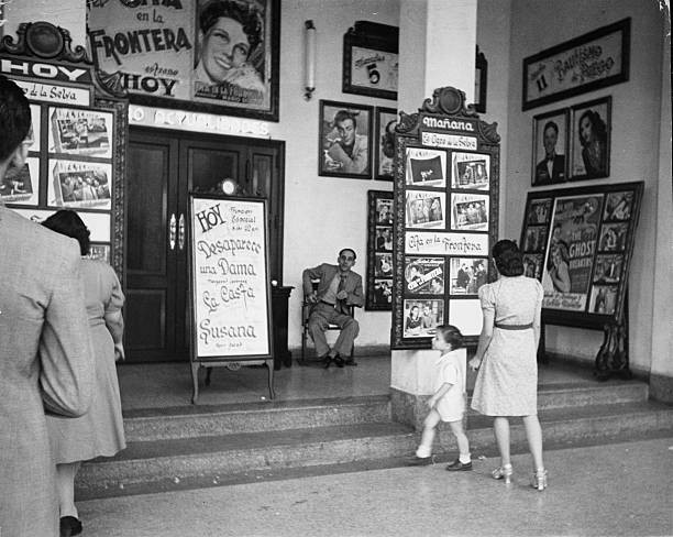 Visitors arrive entrance a movie theatre Havana Cuba 1940 Old Photo