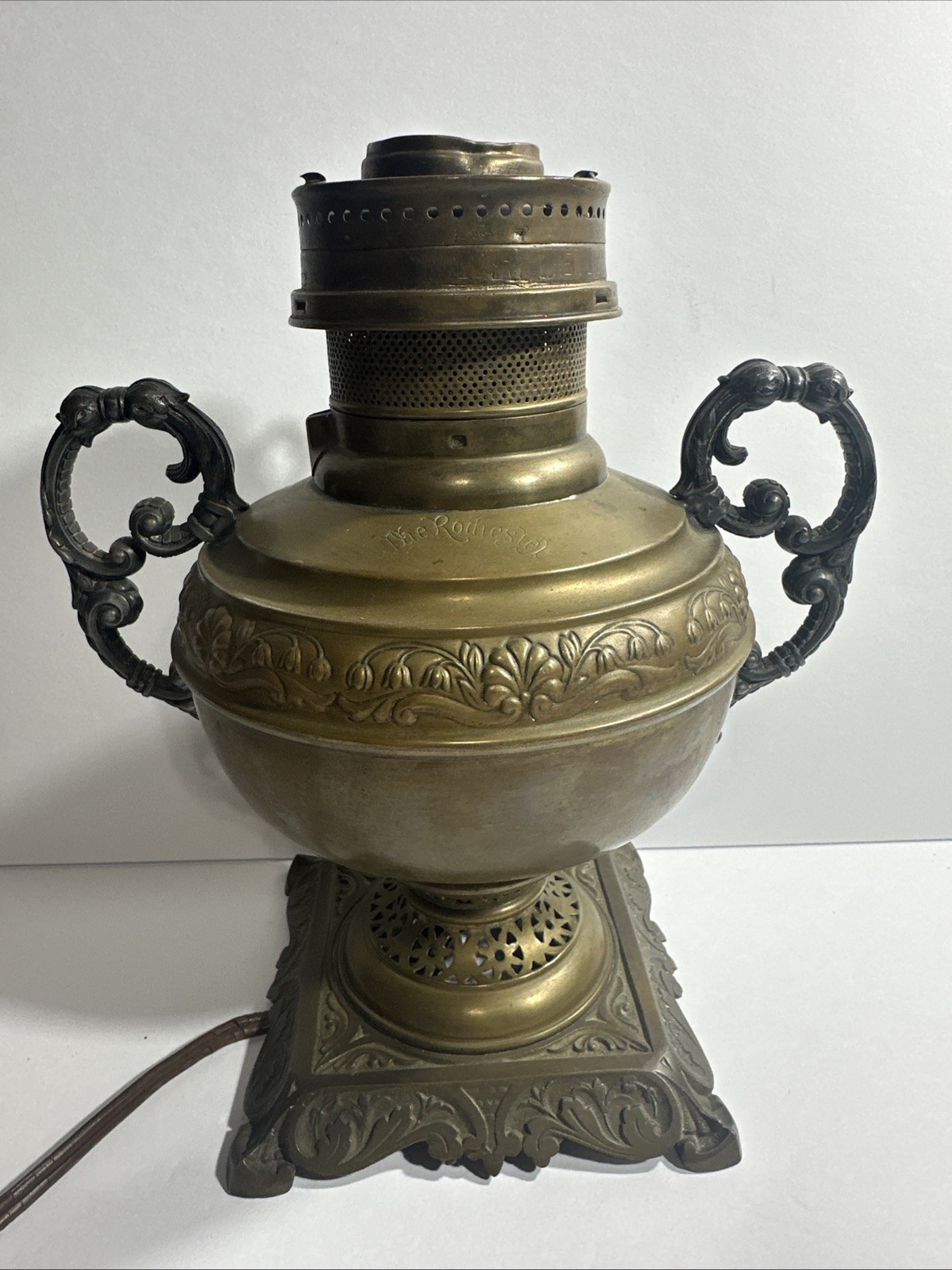 Antique Rochester Brass Oil Lamp Converted To Electric Victorian Works Antique Rochester Brass Oil Lamp Converted To Electric Victorian Works