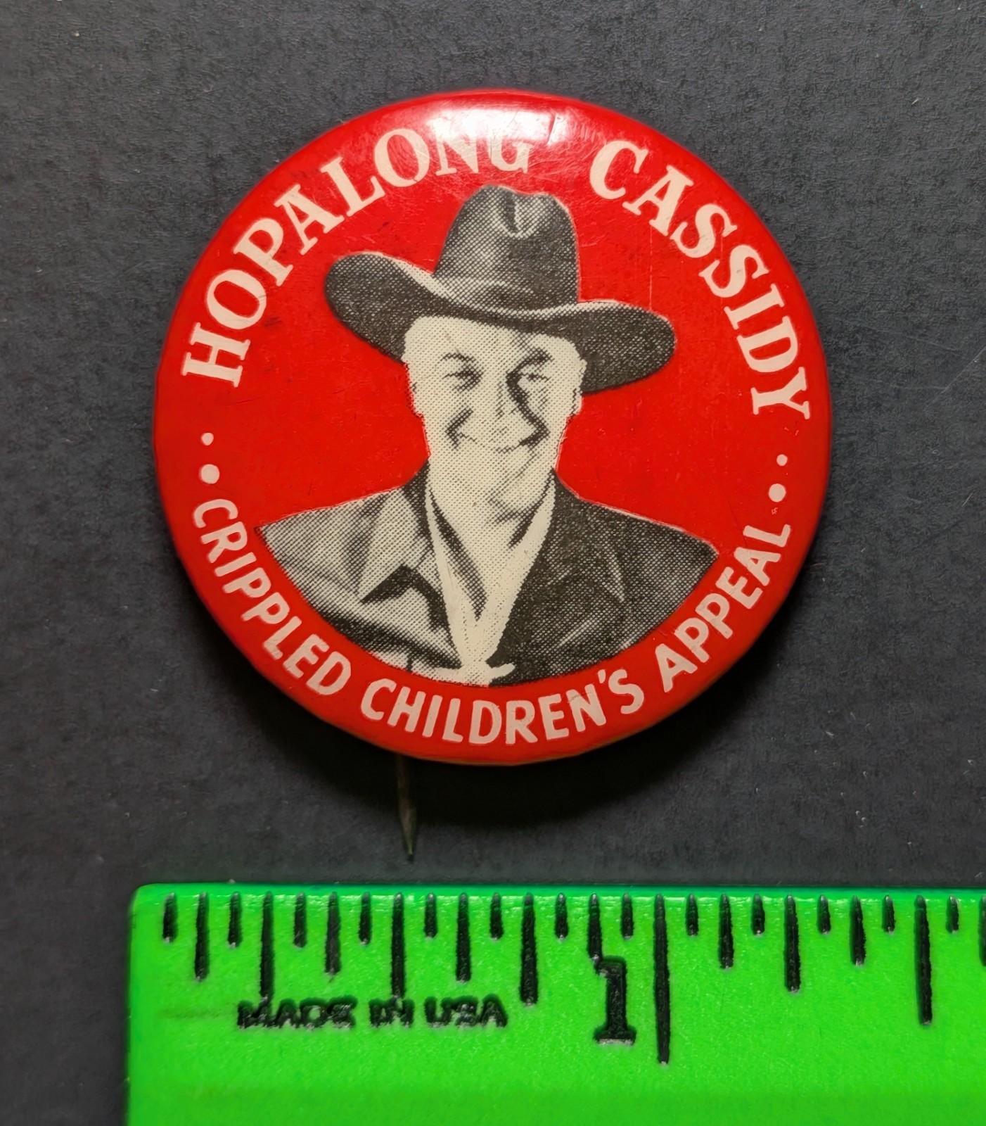 Vintage Hopalong Cassidy Cowboy Crippled Children Pinback Pin Vintage Hopalong Cassidy Cowboy Crippled Children Pinback Pin
