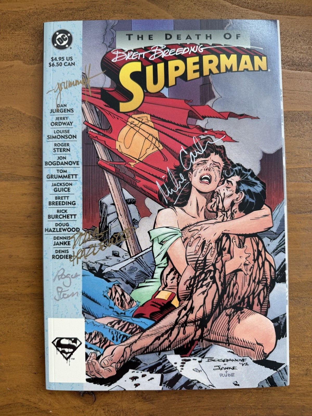 The Death of Superman 1993 Signed by Grummett Breeding Stern Hazlewood Carlin
