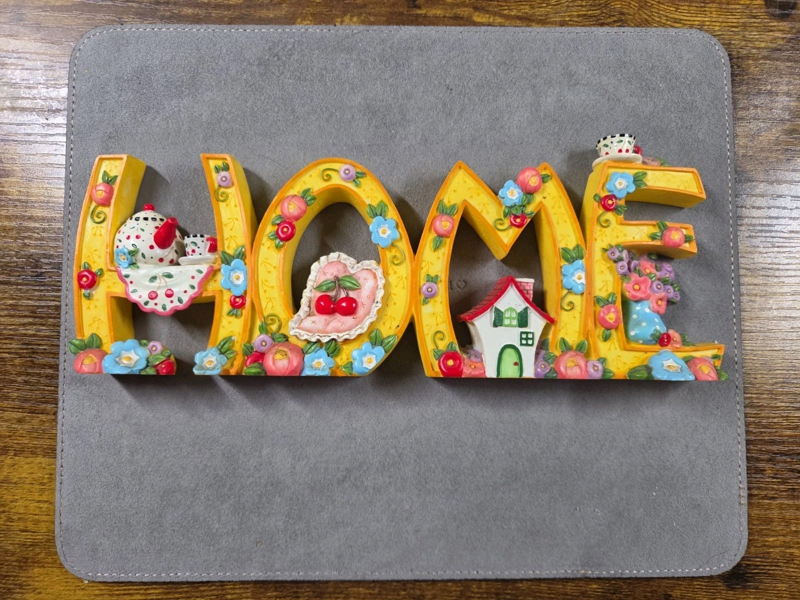 HTF Mary Engelbreit HOME Stand Alone Flowers & Teapot Sign Enesco 2000