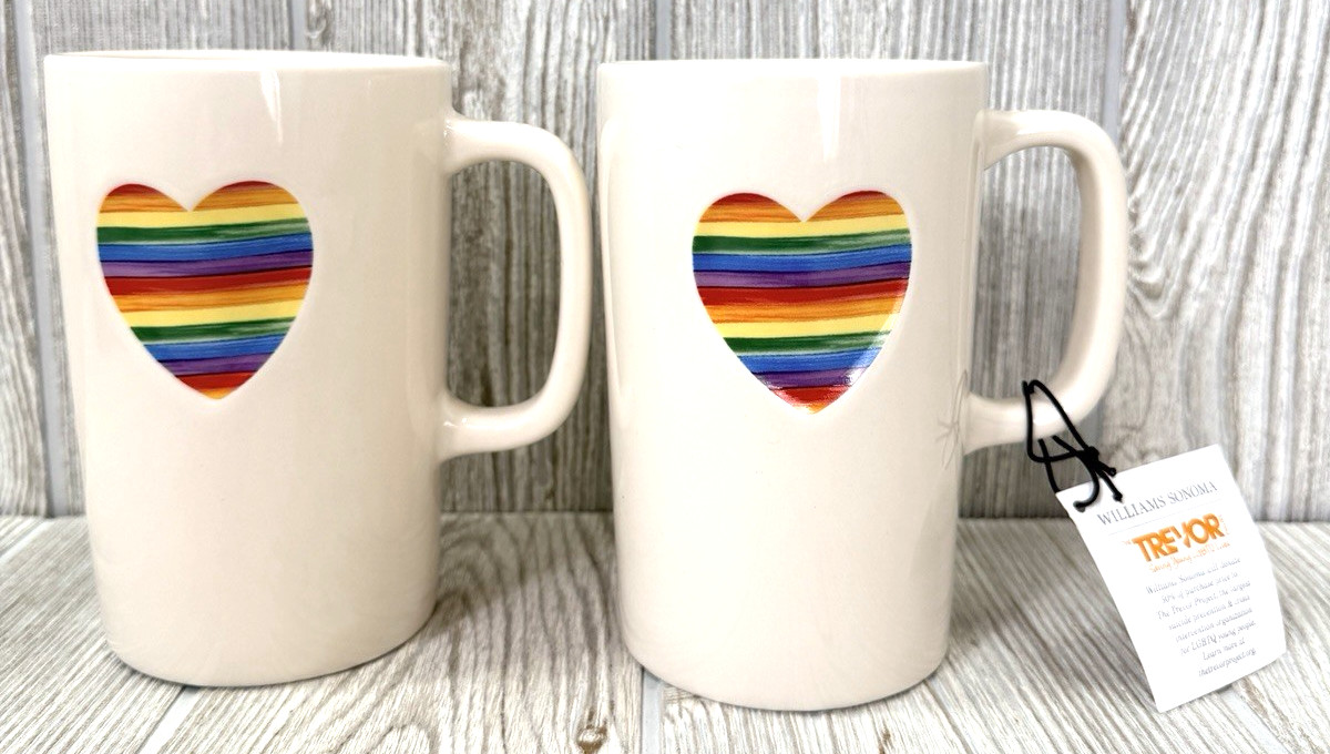 Williams Sonoma The Trevor Project Rainbow Heart Mugs Set of 2 LGBTQ Pride NWT Williams Sonoma The Trevor Project Rainbow Heart Mugs Set of 2 LGBTQ Pride NWT
