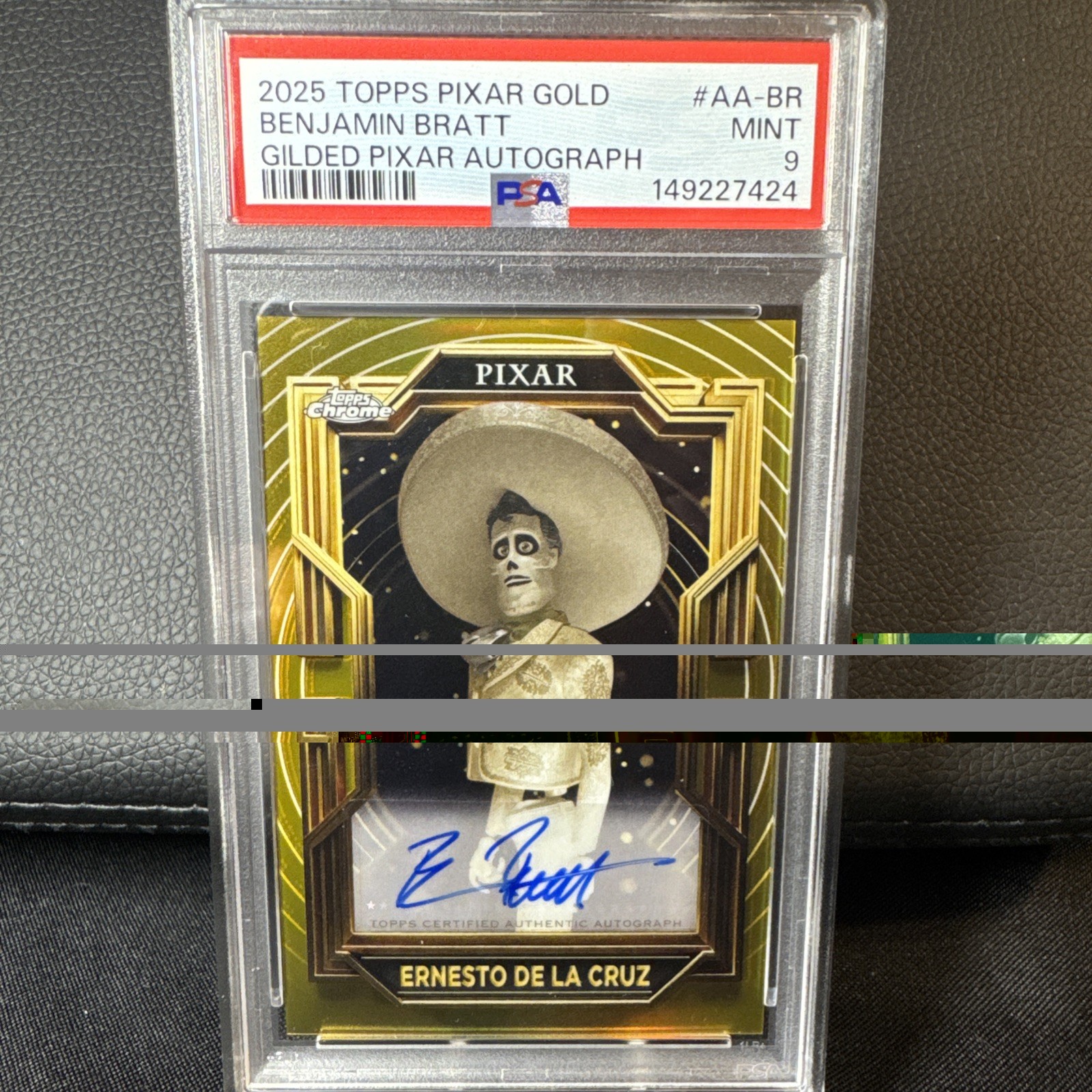 Topps 2025 Pixar Gold Gilded Authentic Autograph Ernesto De La Cruz AA-BR PSA9