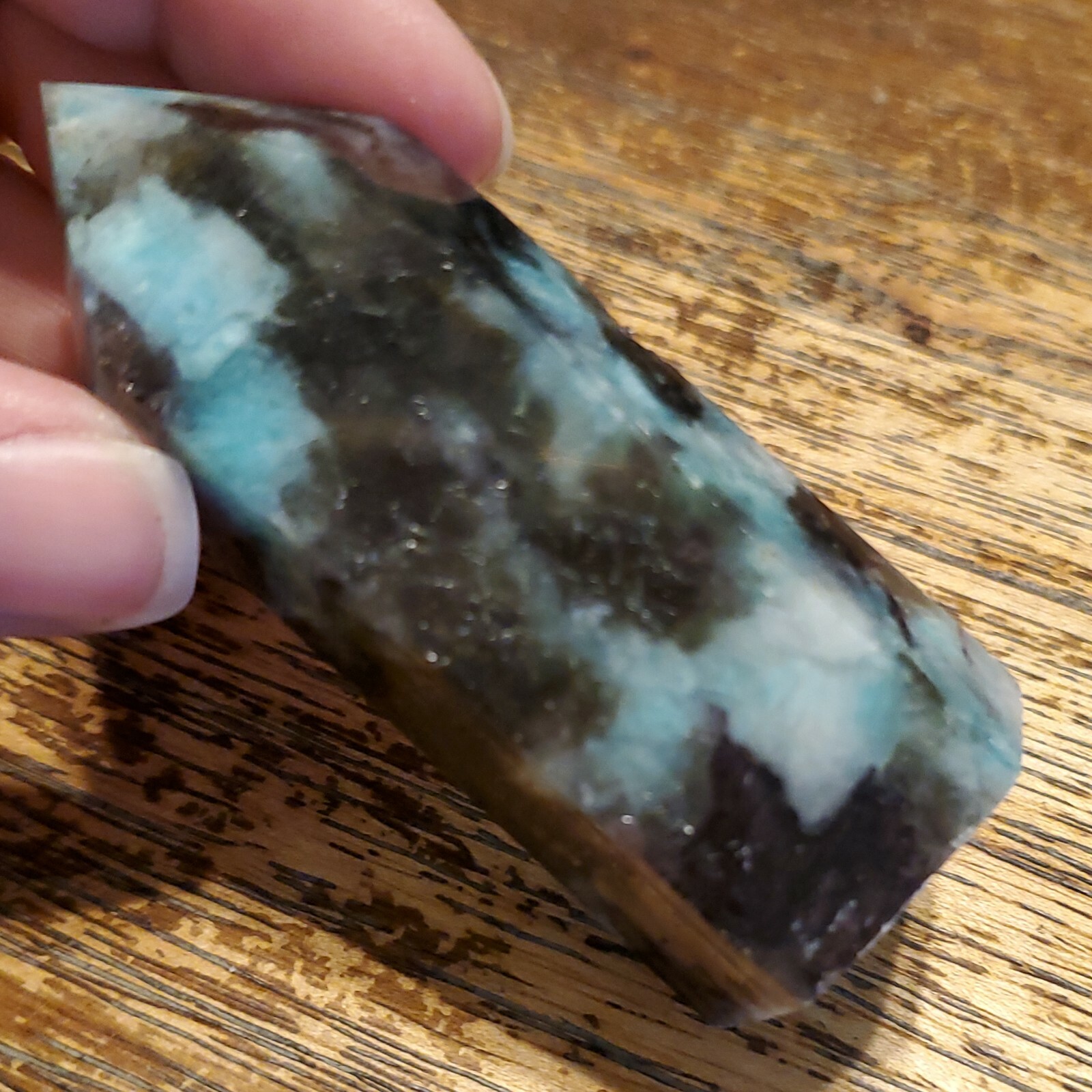 Amazonite Smokey Quartz and Purple Mica Point Tower 2.91in, 92g 
