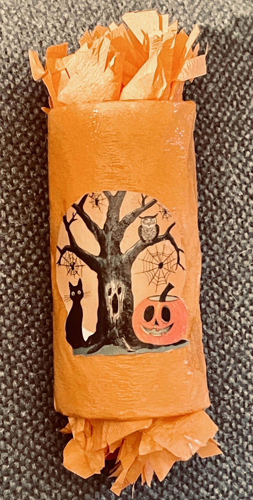 Rare vintage Halloween Crepe Paper Party Favor handmade with prizes no candy Rare vintage Halloween Crepe Paper Party Favor handmade with prizes no candy