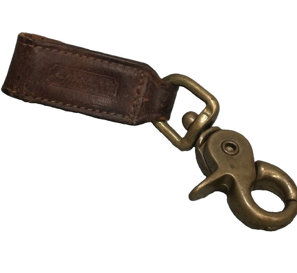 Coach🌟Brown Leather Keychain w/ Brass Swivel Clip Snap Hook Coach🌟Brown Leather Keychain w/ Brass Swivel Clip Snap Hook