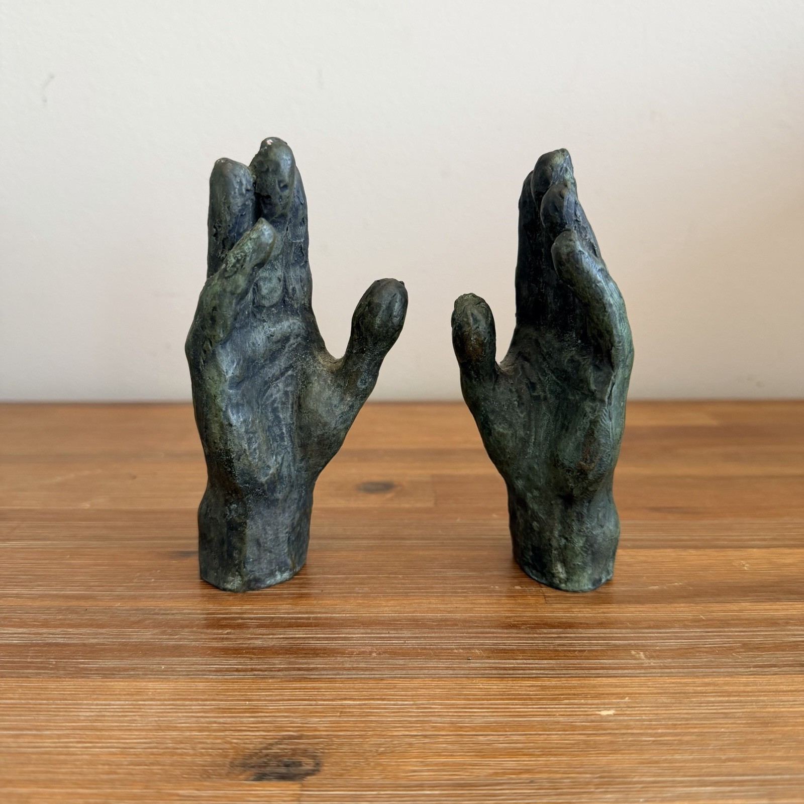 Vintage Pair of Cast Bronze Hands Anatomical Sculpture Paperweight Initialed Vintage Pair of Cast Bronze Hands Anatomical Sculpture Paperweight Initialed