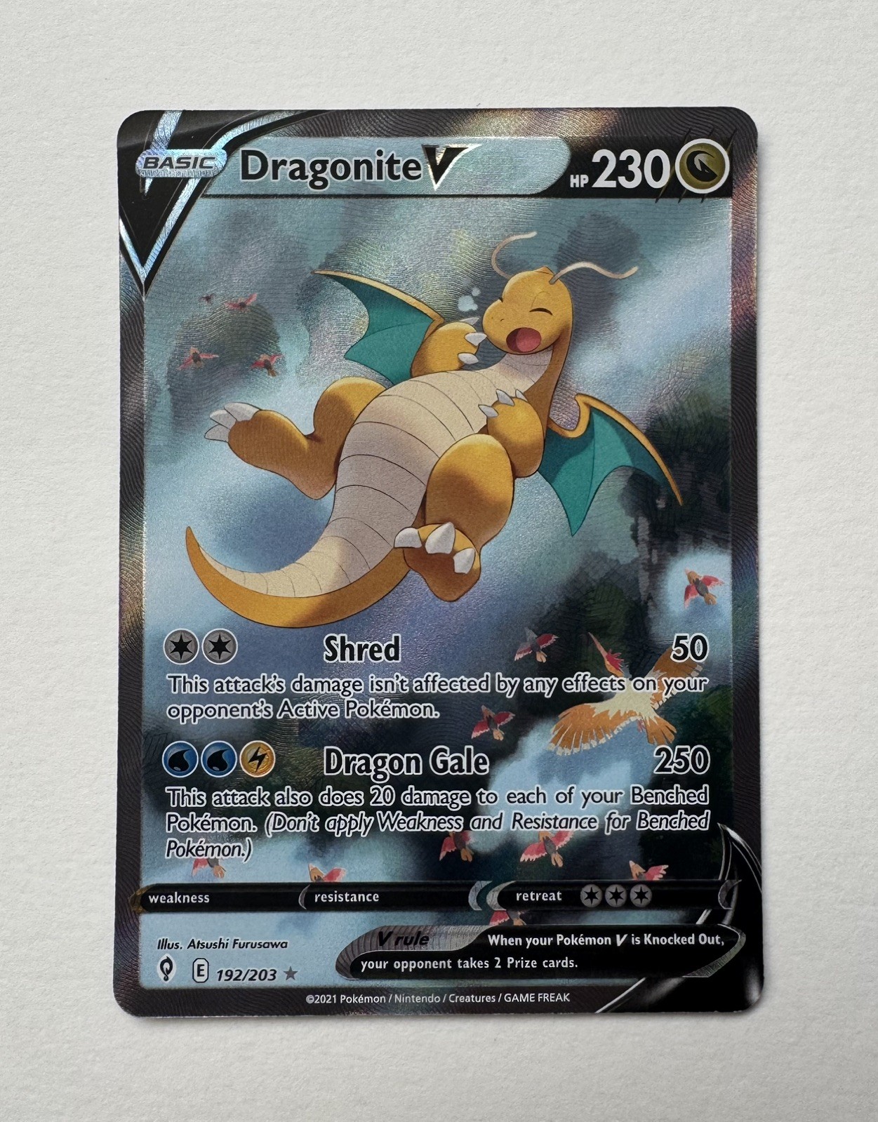 2021 Pokemon Evolving Skies Dragonite V Alternate Full Art Holo 192/203 Nintendo 2021 Pokemon Evolving Skies Dragonite V Alternate Full Art Holo 192/203 Nintendo