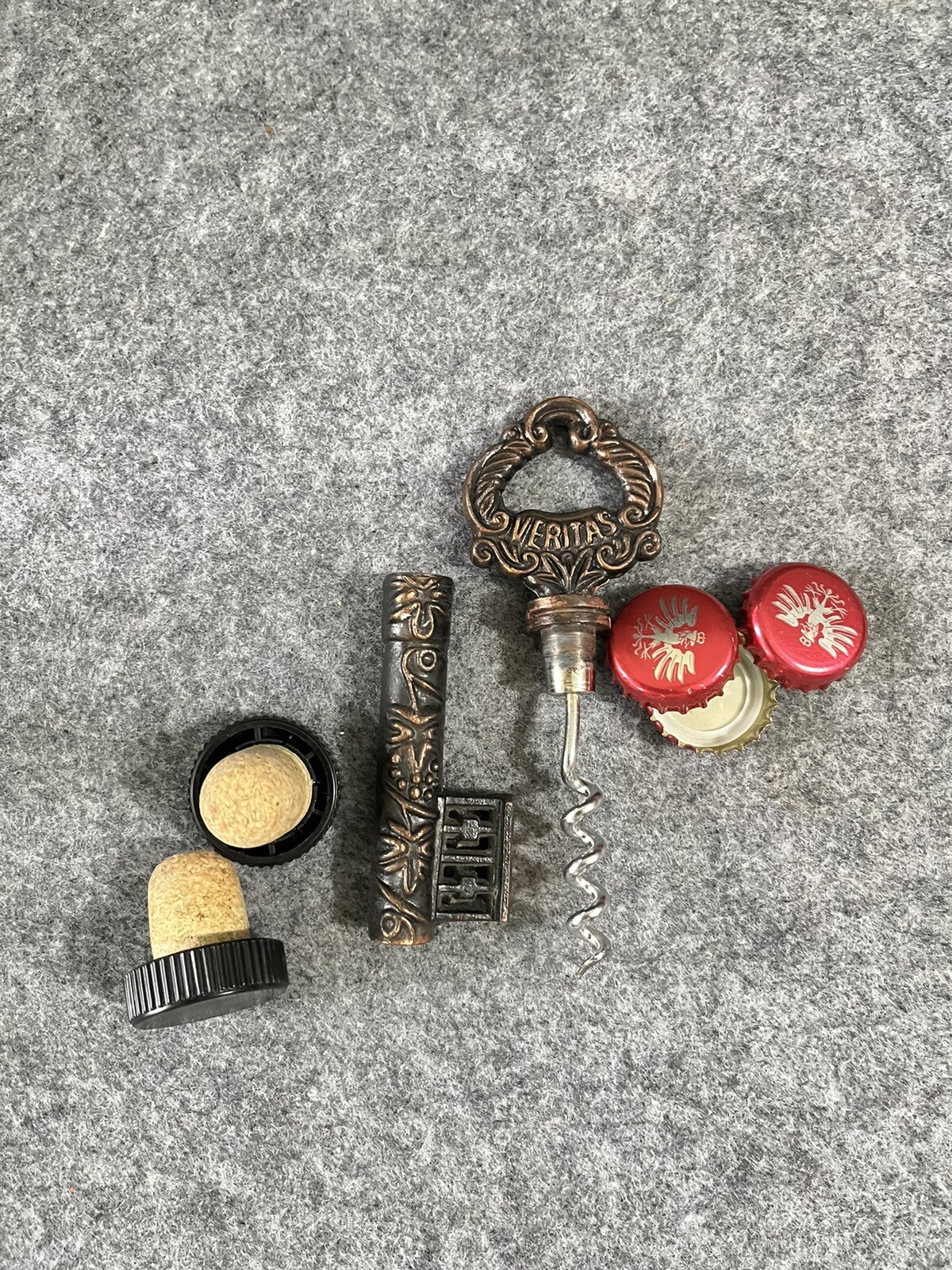 Vtg Key Shaped Veritas In Vino Brass Double Bottle Opener Vtg Key Shaped Veritas In Vino Brass Double Bottle Opener