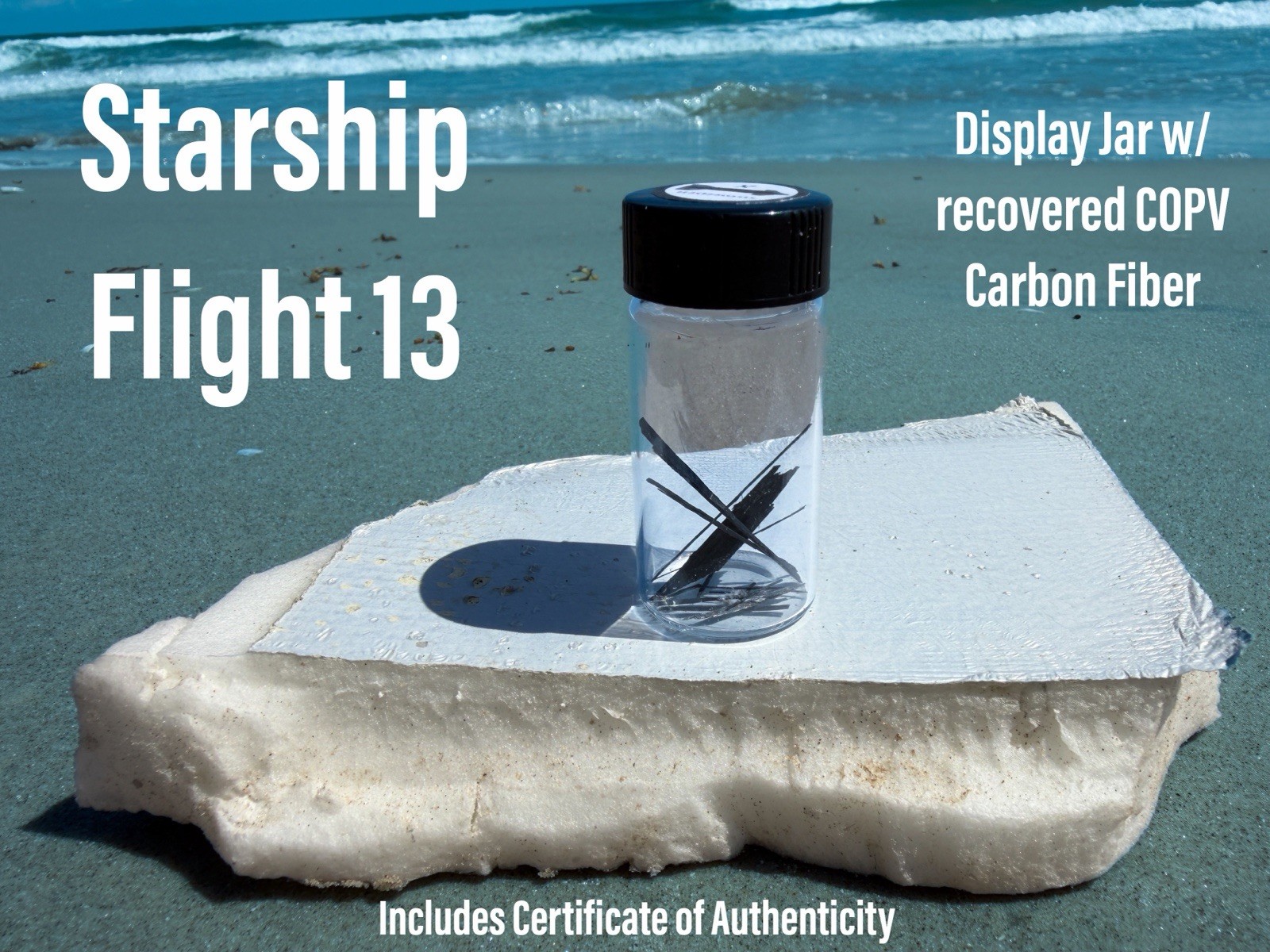 SpaceX Starship Flight 13 Flown COPV Carbon Fiber Fragments Custom Display Glass SpaceX Starship Flight 13 Flown COPV Carbon Fiber Fragments Custom Display Glass