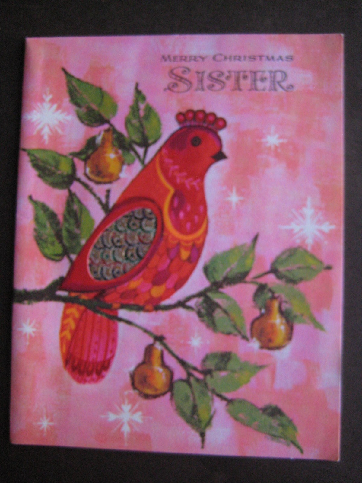 1970s vintage greeting card Gibson CHRISTMAS To Sister Partridge In a Pear Tree 1970s vintage greeting card Gibson CHRISTMAS To Sister Partridge In a Pear Tree