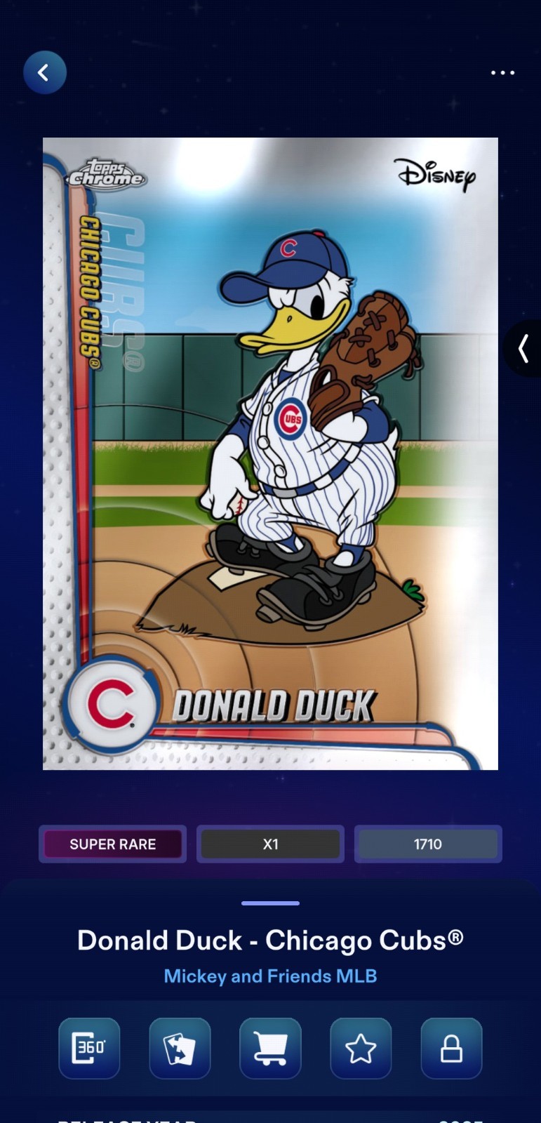 DIGITAL Topps Chrome Disney Collect 2025 MLB Donald Duck Chicago Cubs DIGITAL Topps Chrome Disney Collect 2025 MLB Donald Duck Chicago Cubs