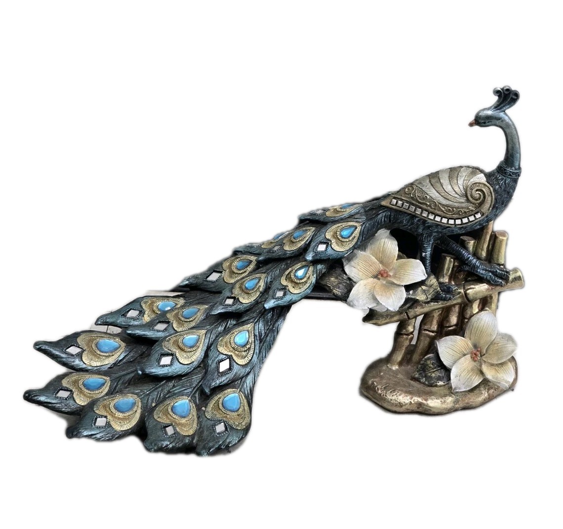 Touch of Class Poised Peacock Jeweled Table Sculpture Resin Metallic 10" X 15" Touch of Class Poised Peacock Jeweled Table Sculpture Resin Metallic 10" X 15"