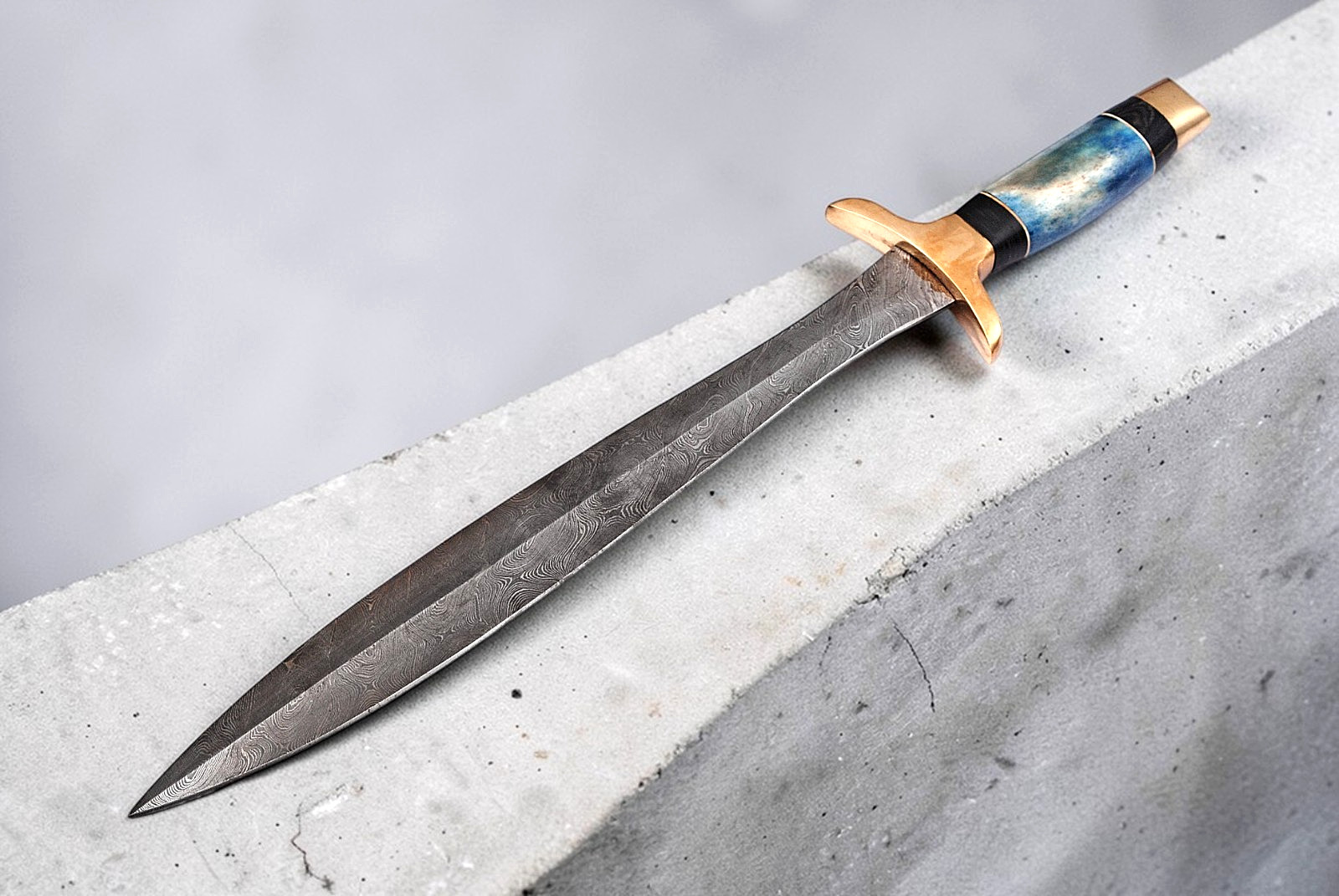 CUSTOM MADE HAND FORGED DAMASCUS STEEL DOUBLE EDGE BLADE SWORD 1671 CUSTOM MADE HAND FORGED DAMASCUS STEEL DOUBLE EDGE BLADE SWORD 1671