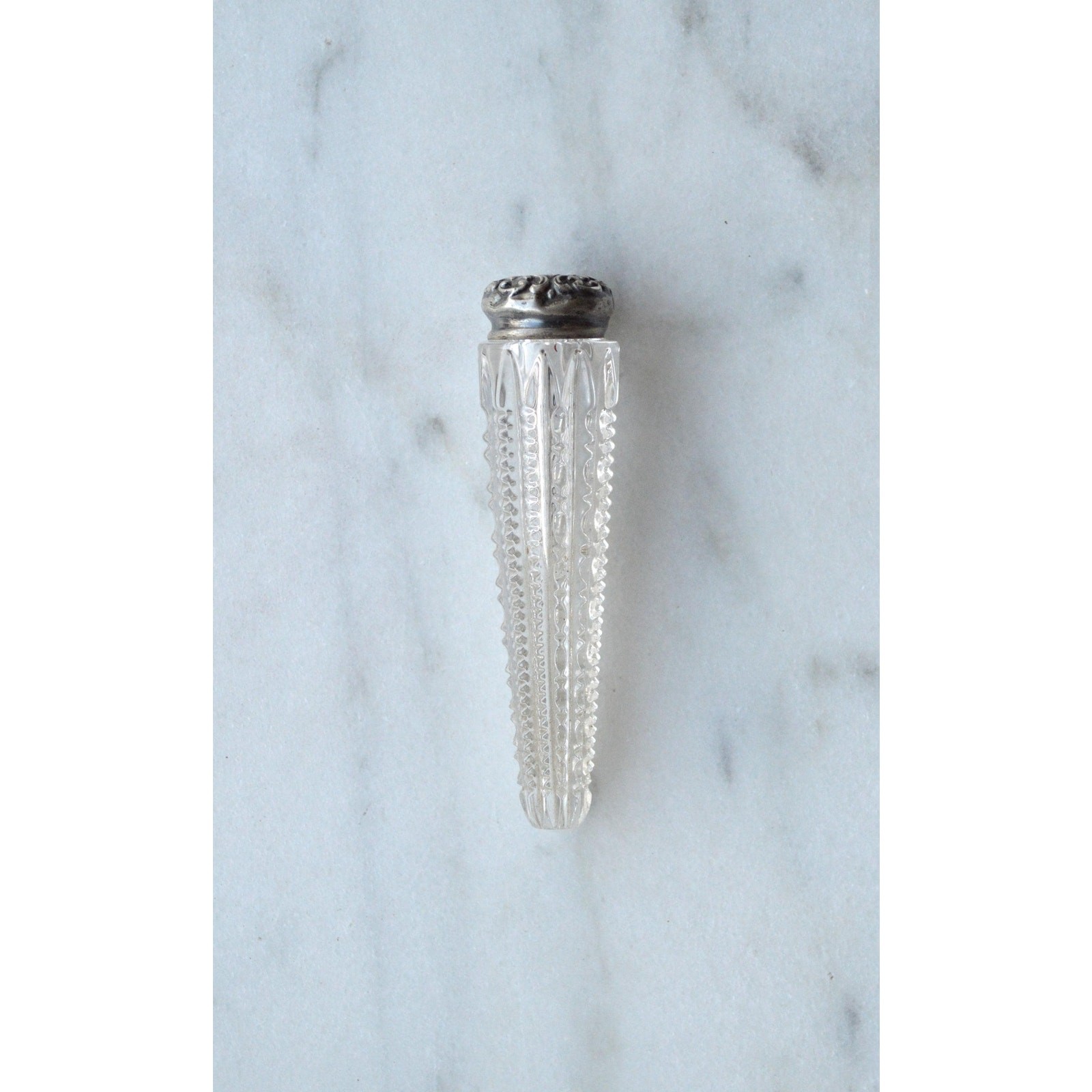Antique Victorian Sterling Silver and Cut-Glass Chatelaine Scent Vial c. 1900 Antique Victorian Sterling Silver and Cut-Glass Chatelaine Scent Vial c. 1900