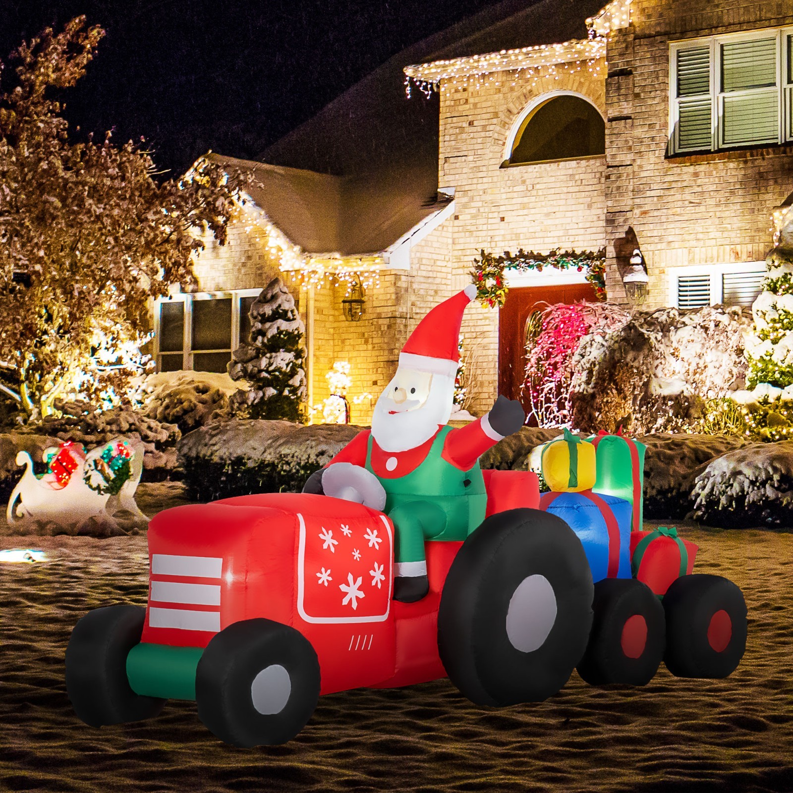 "NEW L@@K"9ft Inflatable Christmas Santa Claus Driving Trailer🌟🌟🌟 "NEW L@@K"9ft Inflatable Christmas Santa Claus Driving Trailer🌟🌟🌟