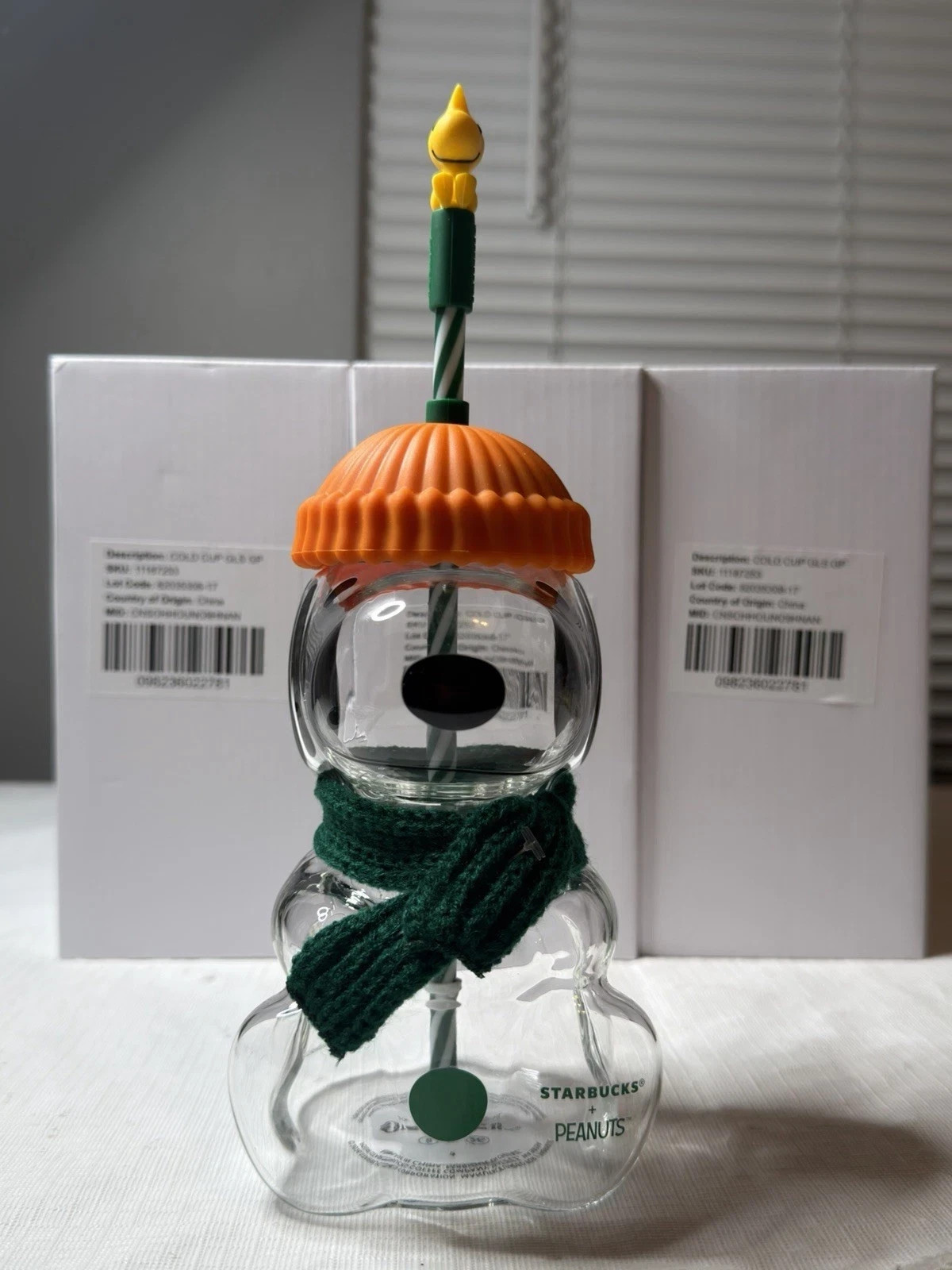 【100% Authentic】Starbucks x Peanuts Snoopy Glass Cup Brand Halloween Gift