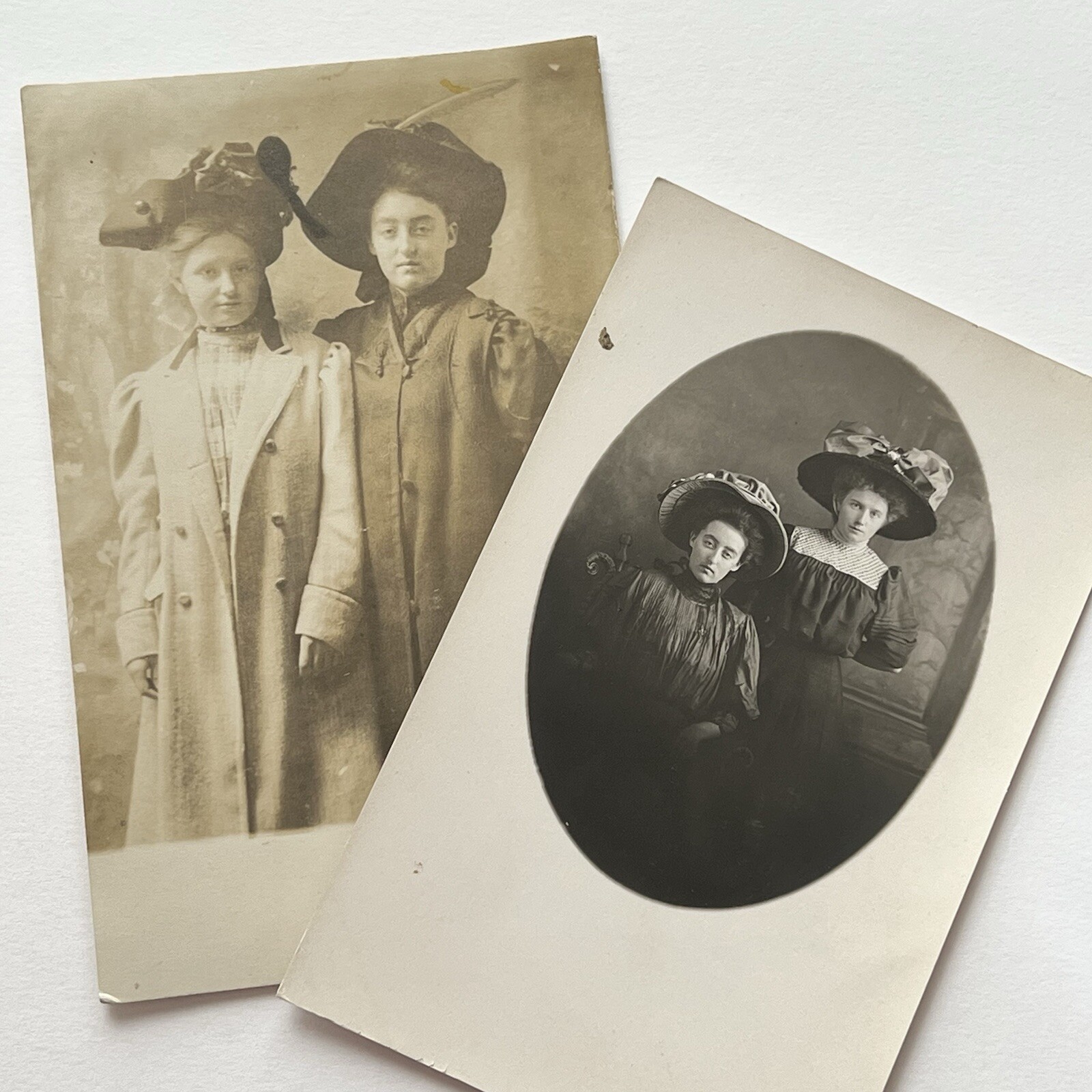 Antique RPPC Real Postcard Group Photograph Beautiful Young Women Great Hats