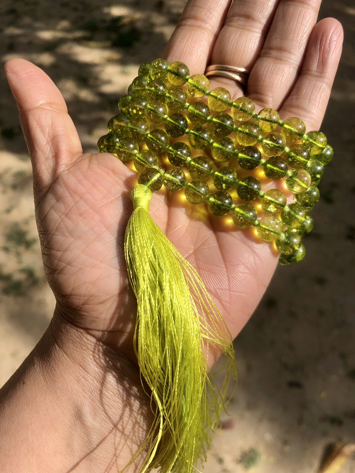 8 mm Rnd 108+1 Beads Original Peridot Jaap Rosary, Japa Mala Energized, Healing 8 mm Rnd 108+1 Beads Original Peridot Jaap Rosary, Japa Mala Energized, Healing