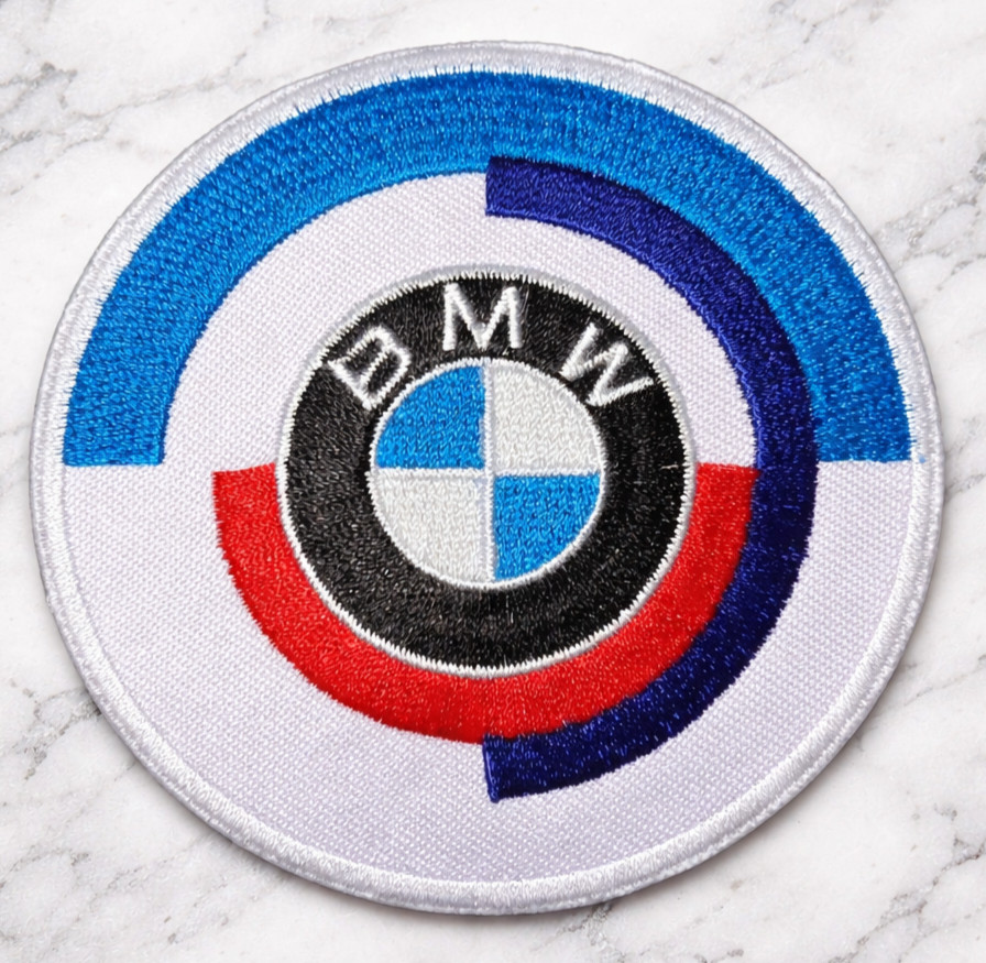 BMW AUTOMOTIVE EMBROIDERED IRON ON PATCH 3" ROUND  & TRACKING