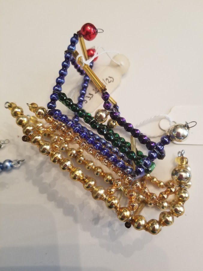 Vintage Mercury Glass beaded Christmas ornaments Czech Republic NOS - sled Vintage Mercury Glass beaded Christmas ornaments Czech Republic NOS - sled