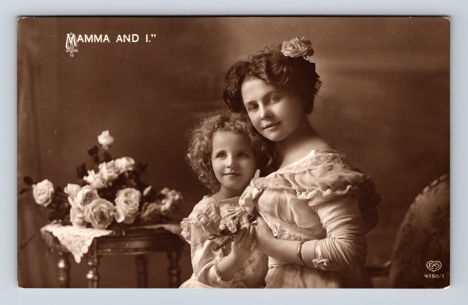 c1912 RPPC EAS Studio Portrait of Young Mother & Daughter Real Photo Postcard c1912 RPPC EAS Studio Portrait of Young Mother & Daughter Real Photo Postcard