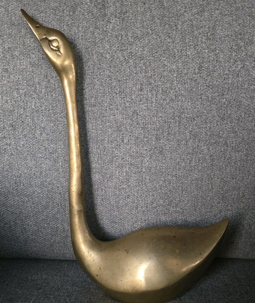 Vintage Brass Mid Century Modern Goose Bird Swan Decor Mcm Hollywood Regency