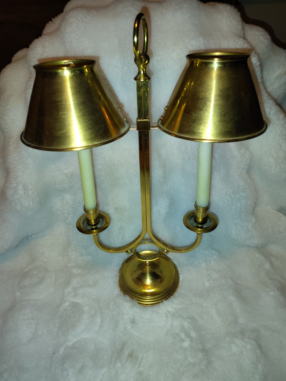 VINTAGE FRENCH DOUBLE ARM BRASS    BOUILLOTTE  ADJUSTABLE CANDLE LAMP