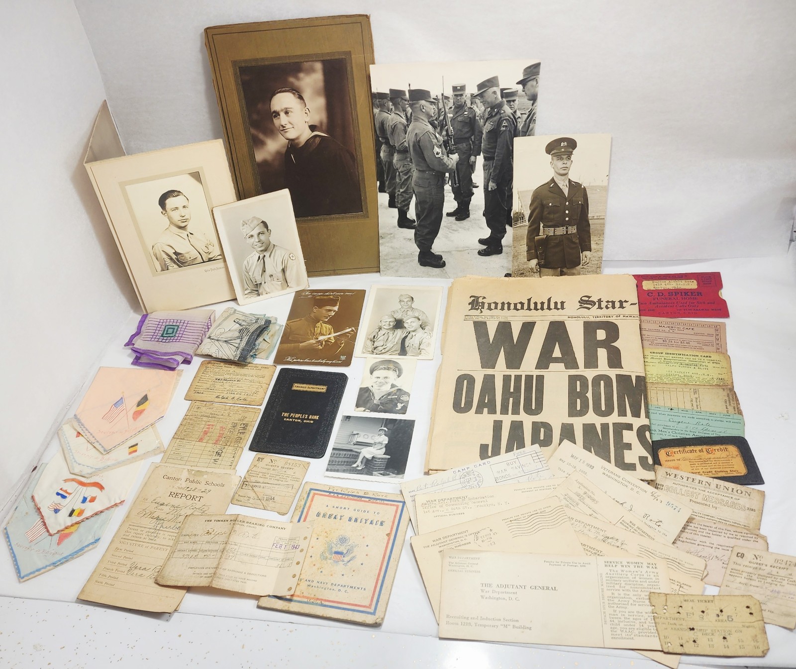WWII US ARMY Company B Division Soldier Photos/Letters/ Newspaper -Named 42 Pcs
