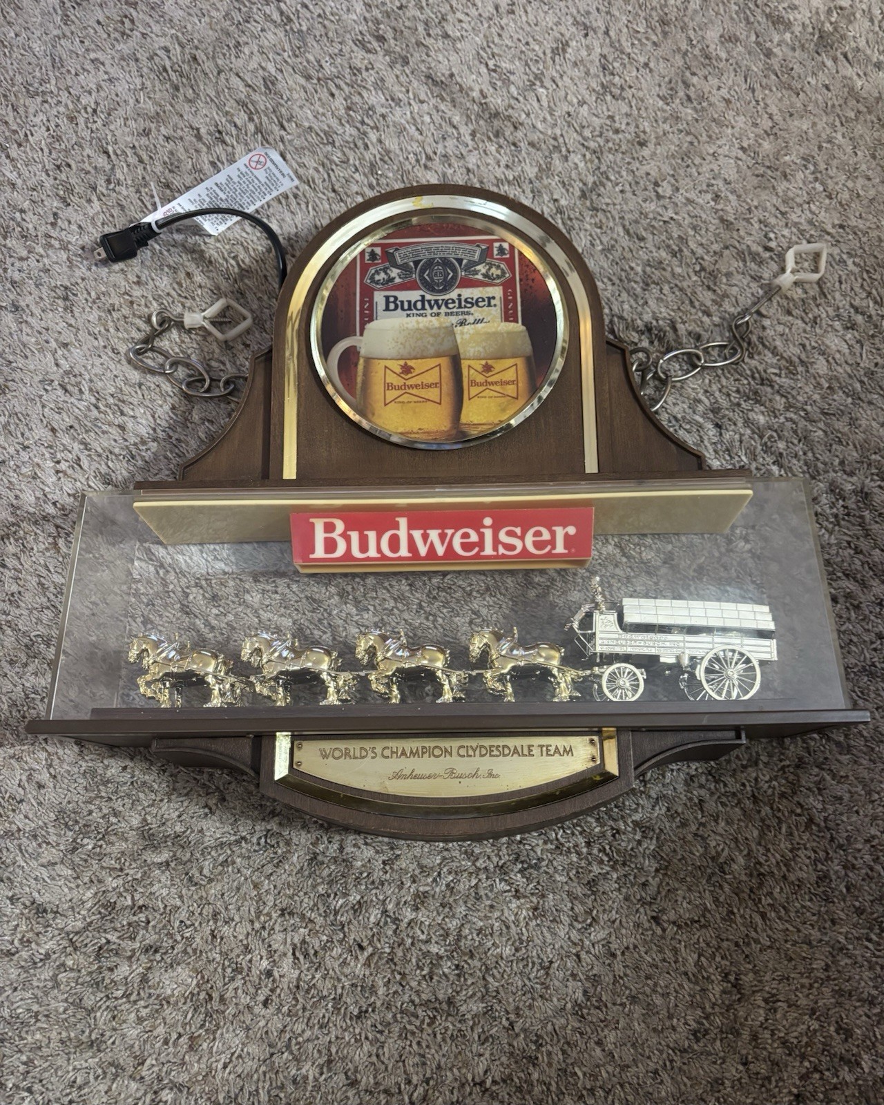 Vintage 1960s Rare Budweiser Clysdale Champion Team Lighted Sign - TESTED