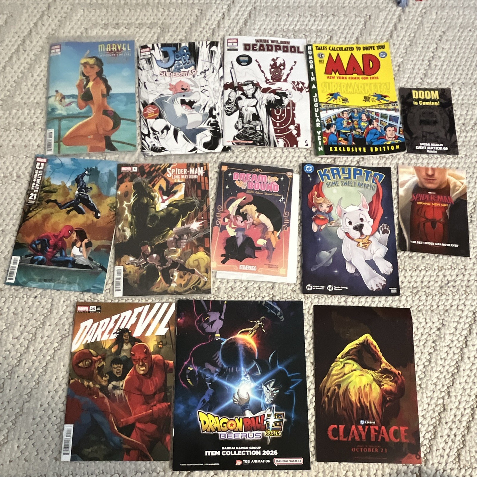 2026 NYCC lot of Marvel Comics Exclusive Edition - Spider-Man, Deadpool, Krypto 2026 NYCC lot of Marvel Comics Exclusive Edition - Spider-Man, Deadpool, Krypto