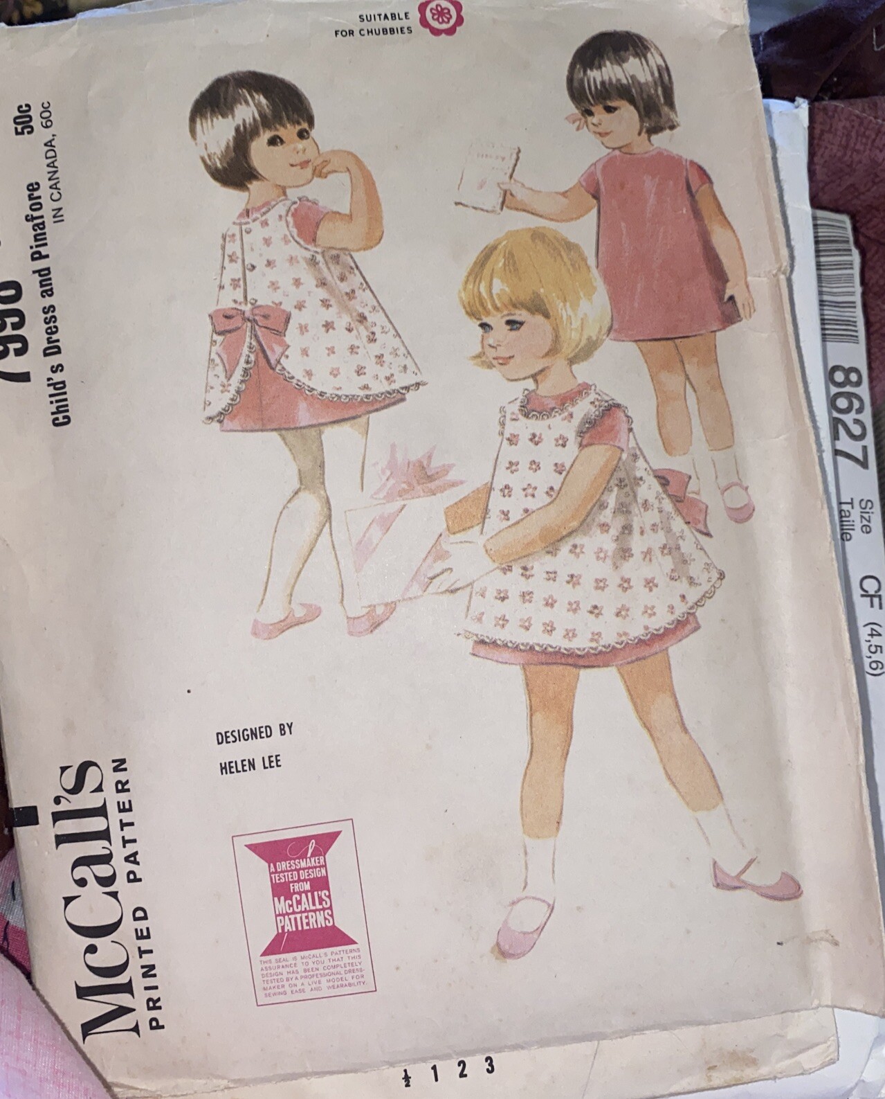 Vintage 1965 Dress & Pinafore Pattern McCalls 7998 Size 2 Cut & Complete Vintage 1965 Dress & Pinafore Pattern McCalls 7998 Size 2 Cut & Complete