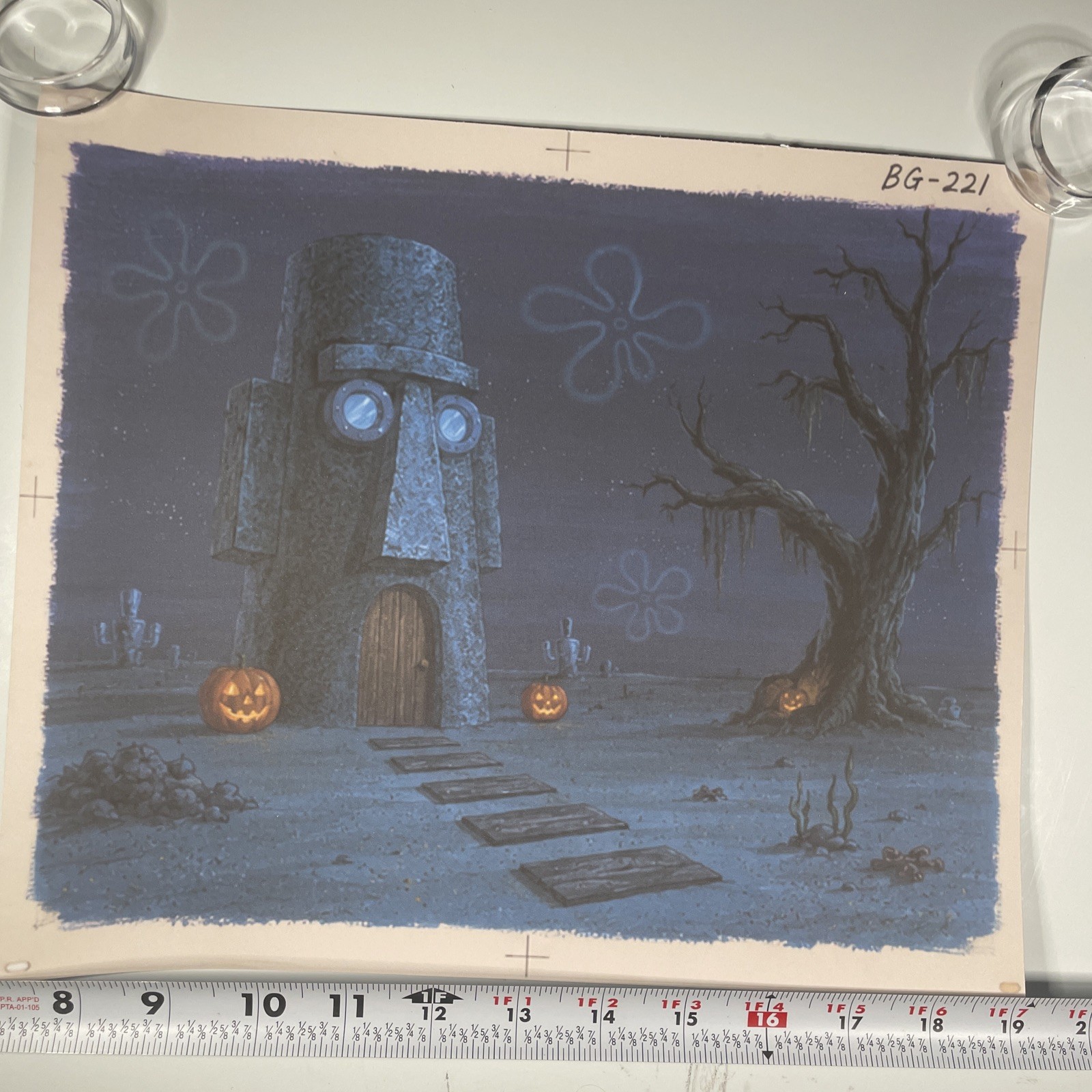 Spongebob Animation Cel Background Print Vintage Cartoons Art HALLOWEEN BG R Spongebob Animation Cel Background Print Vintage Cartoons Art HALLOWEEN BG R