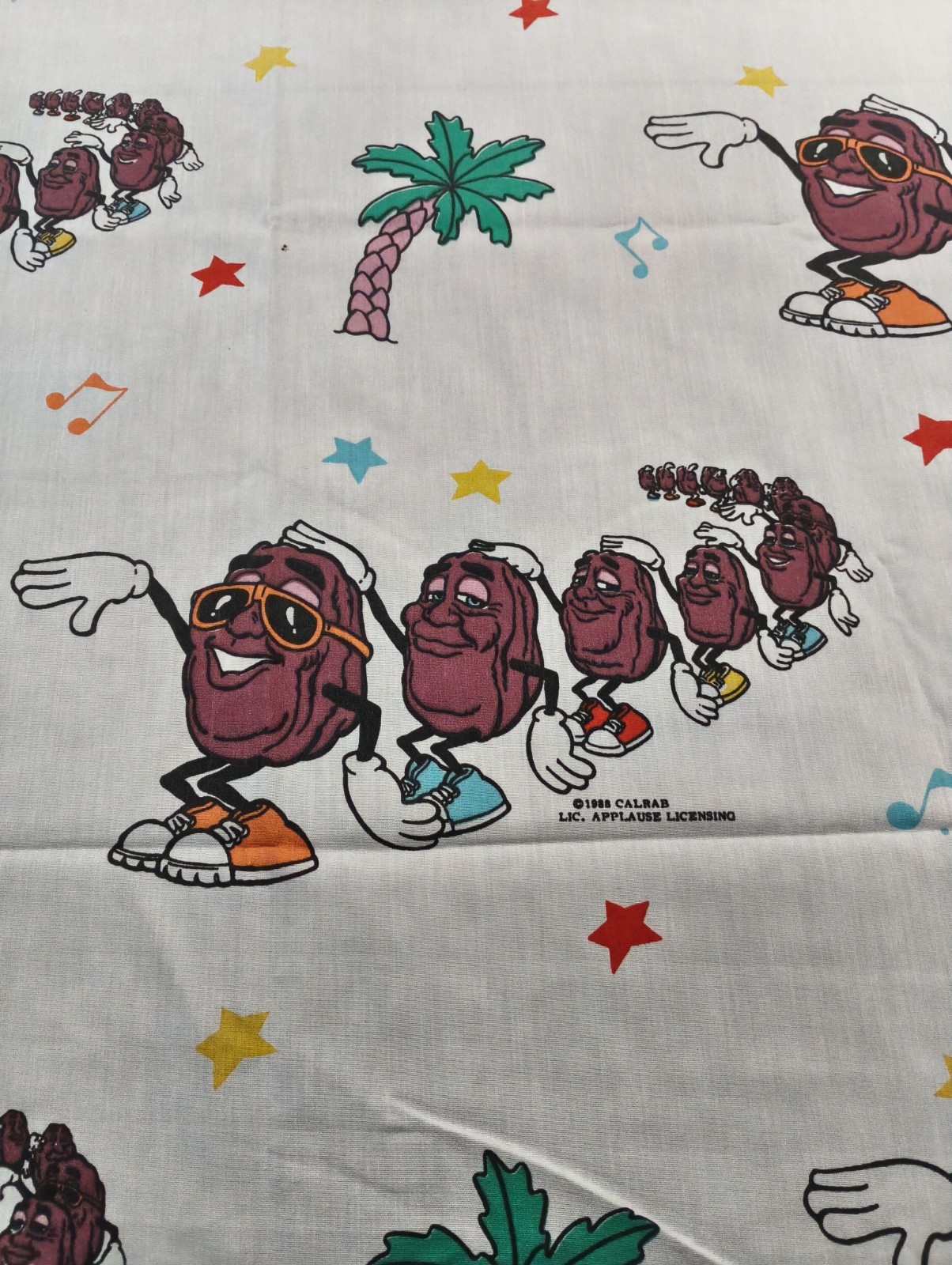 Vintage 1988 California Raisins Flat Sheet Full Size 80s Bedding Bibb VTG 80's Vintage 1988 California Raisins Flat Sheet Full Size 80s Bedding Bibb VTG 80's