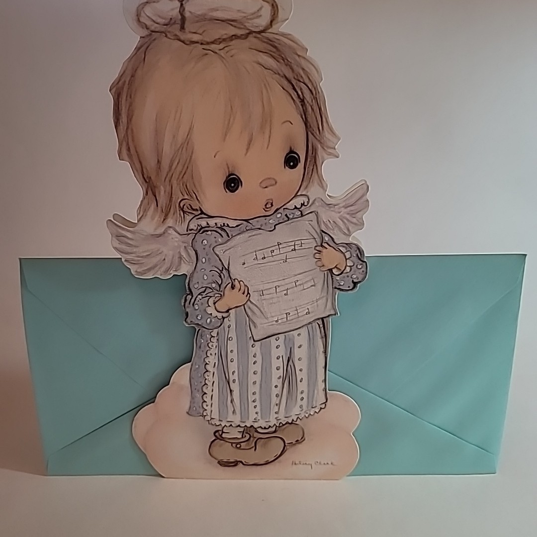 NOS Large Vtg 10” Hallmark BETSEY CLARK Christmas Card Die Cut Angel Girl PX99-3