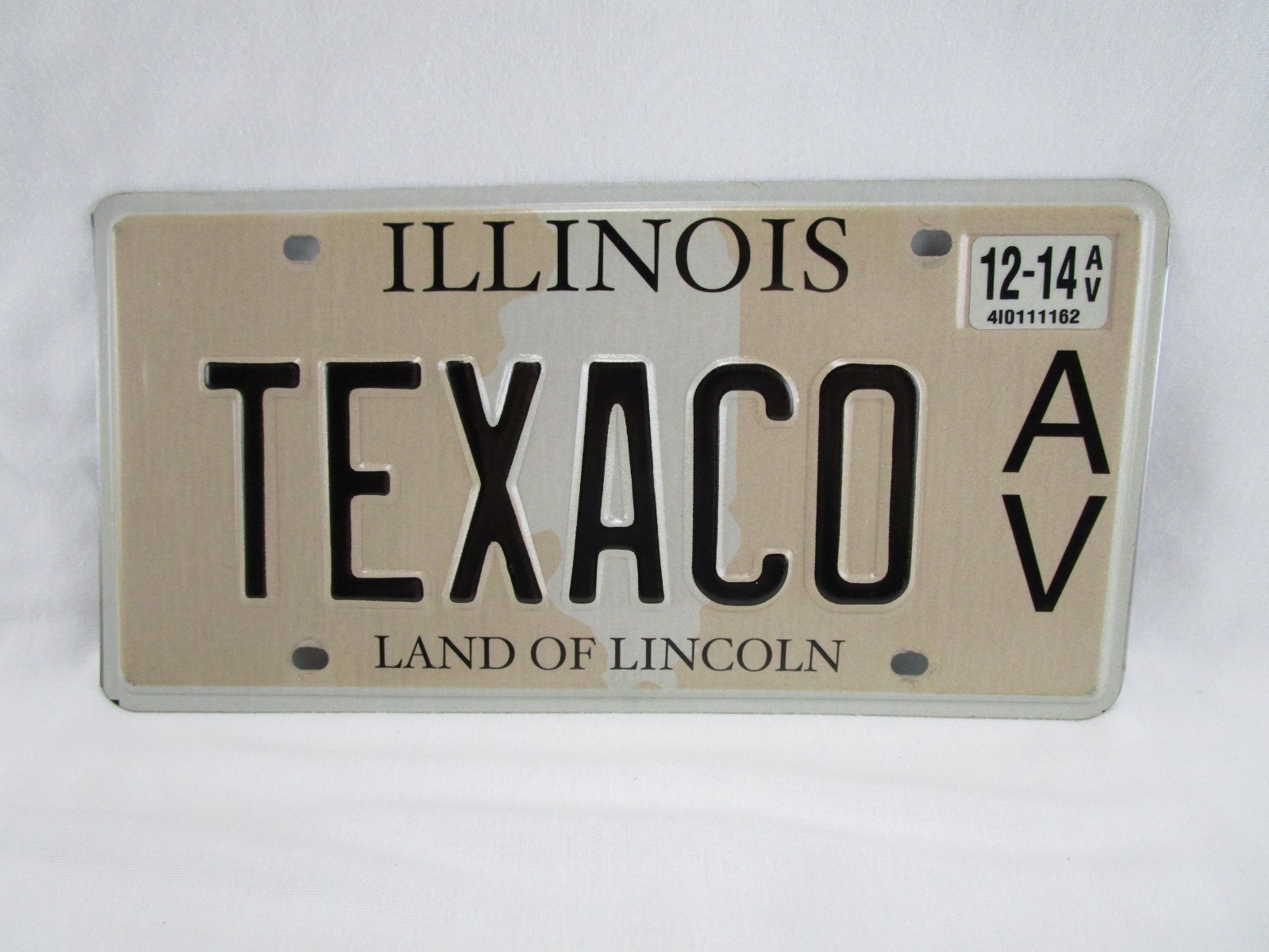 TEXACO Vanity Illinois License Plate 2014 Original AV Plate Texaco Gas & Oil TEXACO Vanity Illinois License Plate 2014 Original AV Plate Texaco Gas & Oil