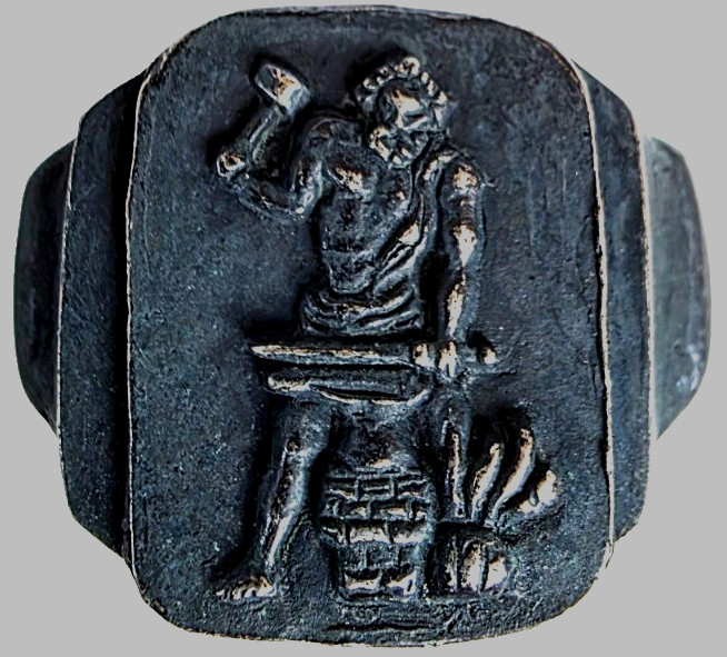 300 BC Ancient Greek Silver Ring Hephaestus god of artisans fire metallurgy 300 BC Ancient Greek Silver Ring Hephaestus god of artisans fire metallurgy
