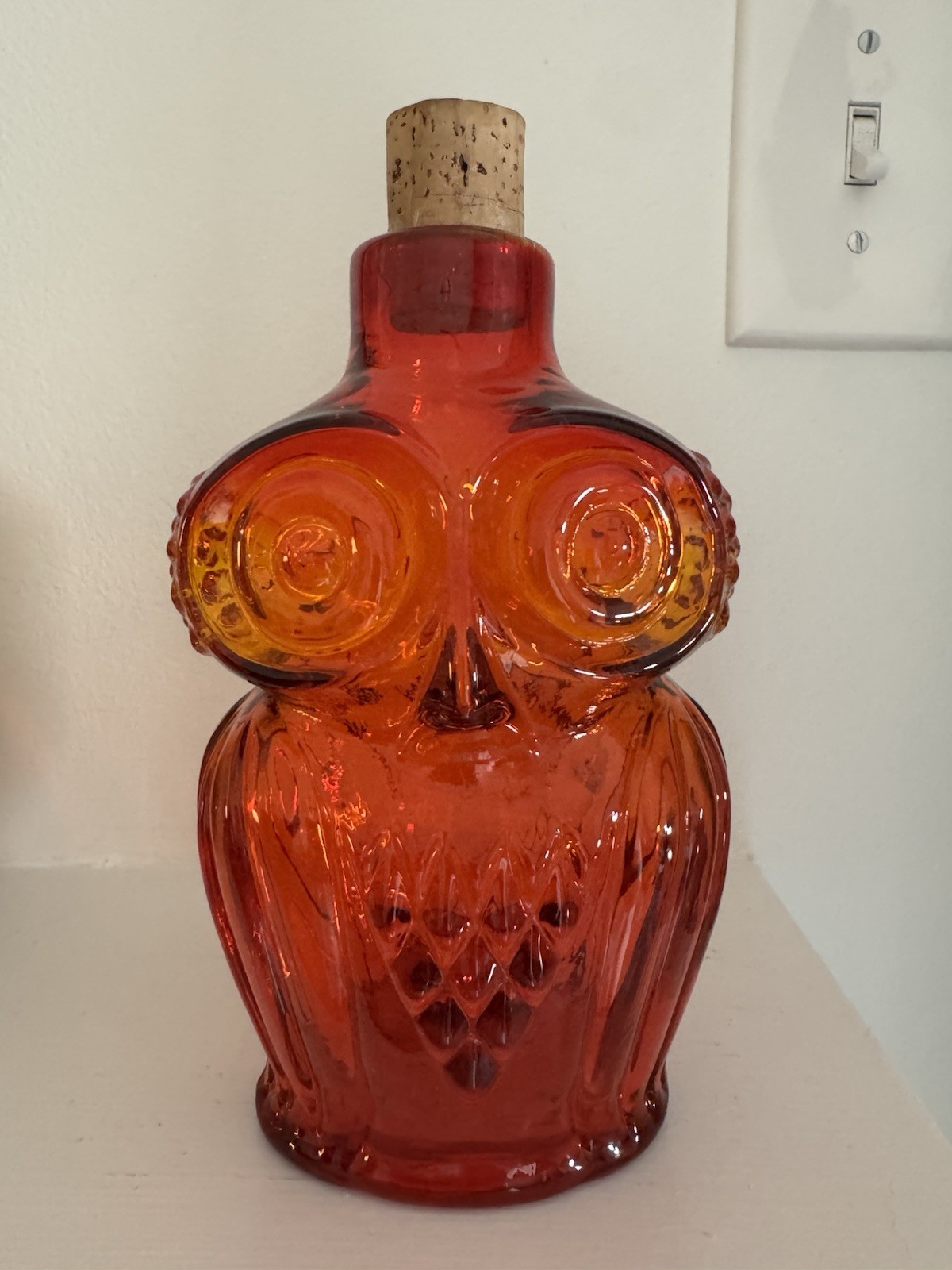 Vintage MCM VIKING ART GLASS AMBERINA PERSIMMON OWL DECANTER BOTTLE 1960s Vintage MCM VIKING ART GLASS AMBERINA PERSIMMON OWL DECANTER BOTTLE 1960s