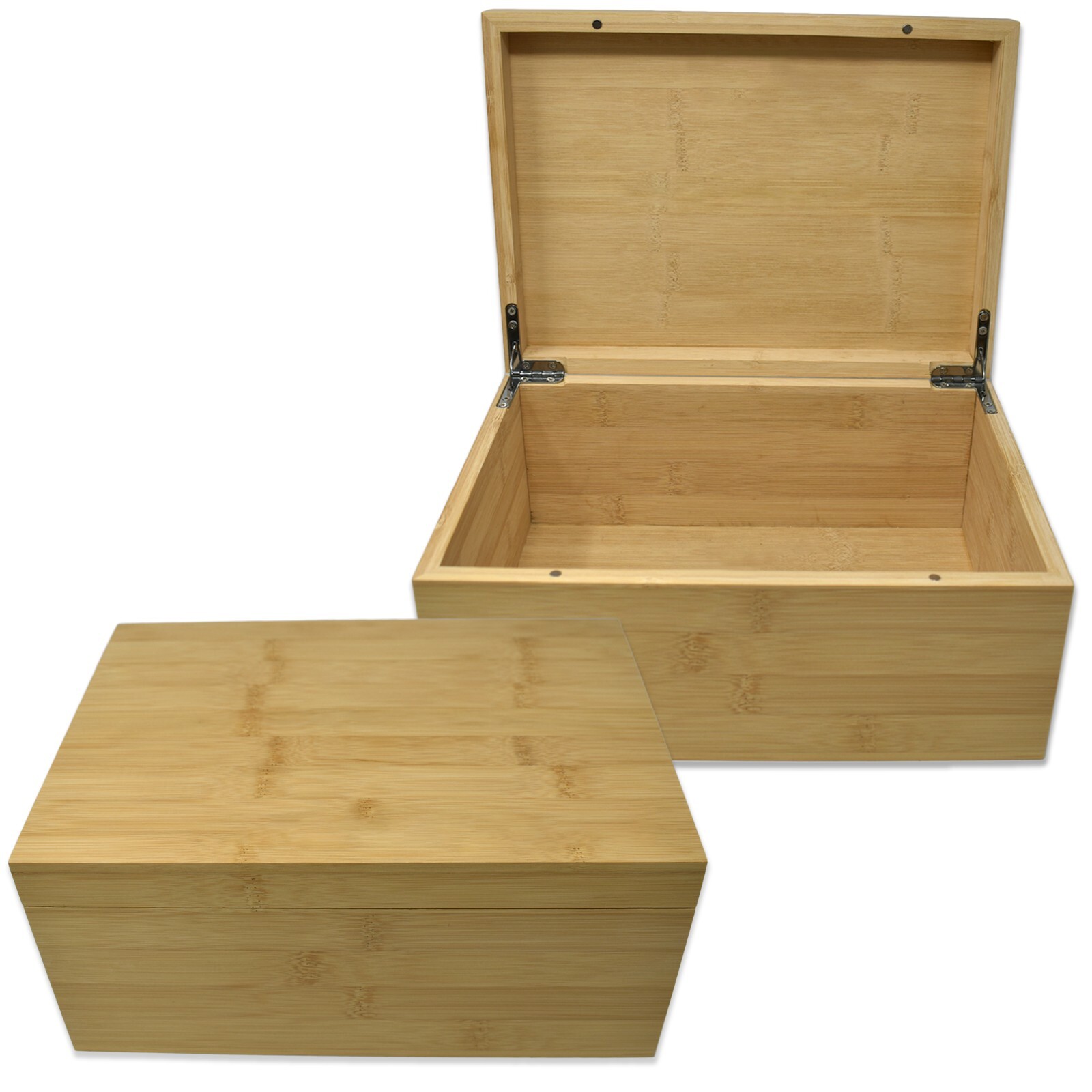 11" x 8" x 4.75"- Large Bamboo Wood Box with Hinged Lid - Wooden Keepsake Box 11" x 8" x 4.75"- Large Bamboo Wood Box with Hinged Lid - Wooden Keepsake Box