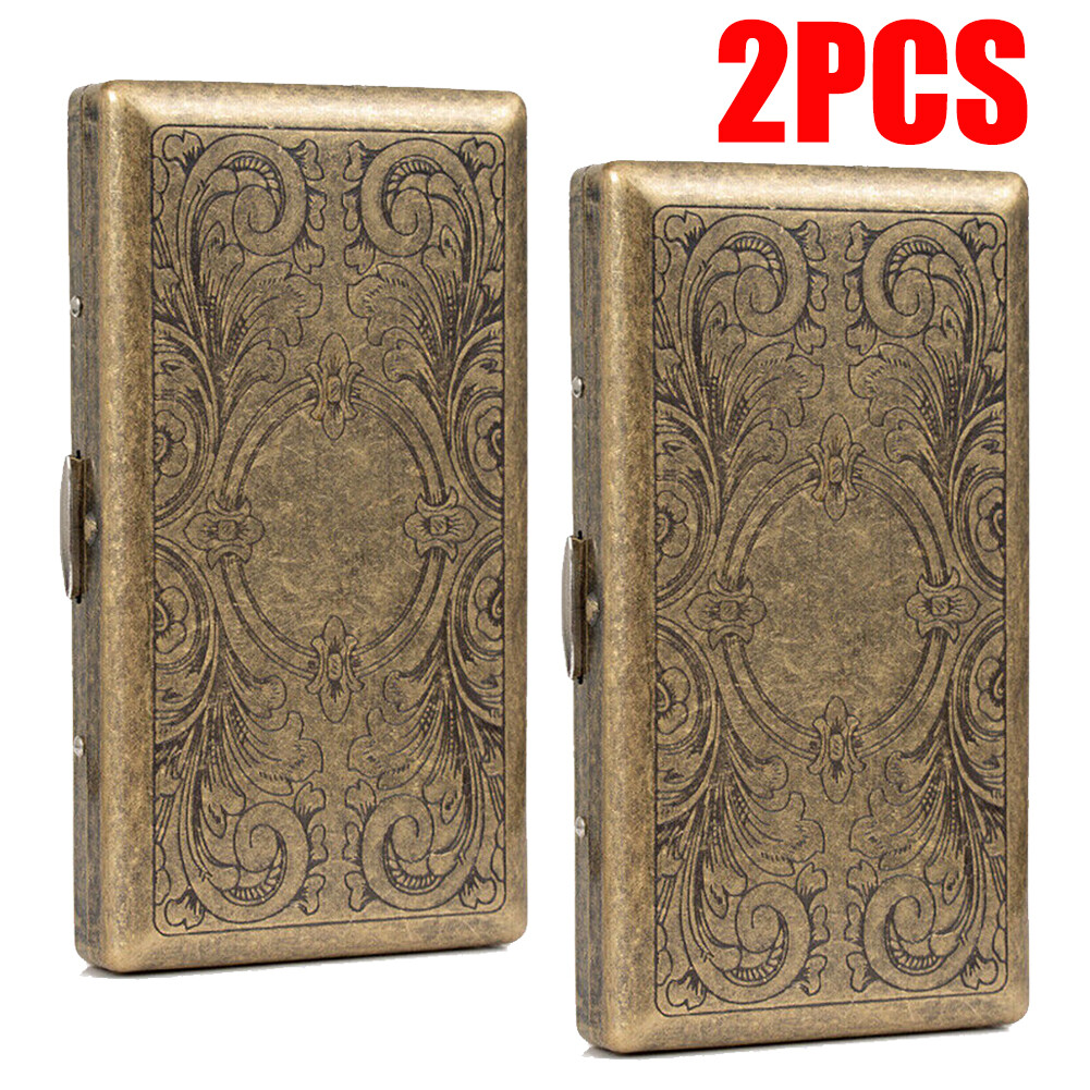2PCS Bronze Metal Cigarette Case Holder Box for King Size or 20's Cigarettes 2PCS Bronze Metal Cigarette Case Holder Box for King Size or 20's Cigarettes