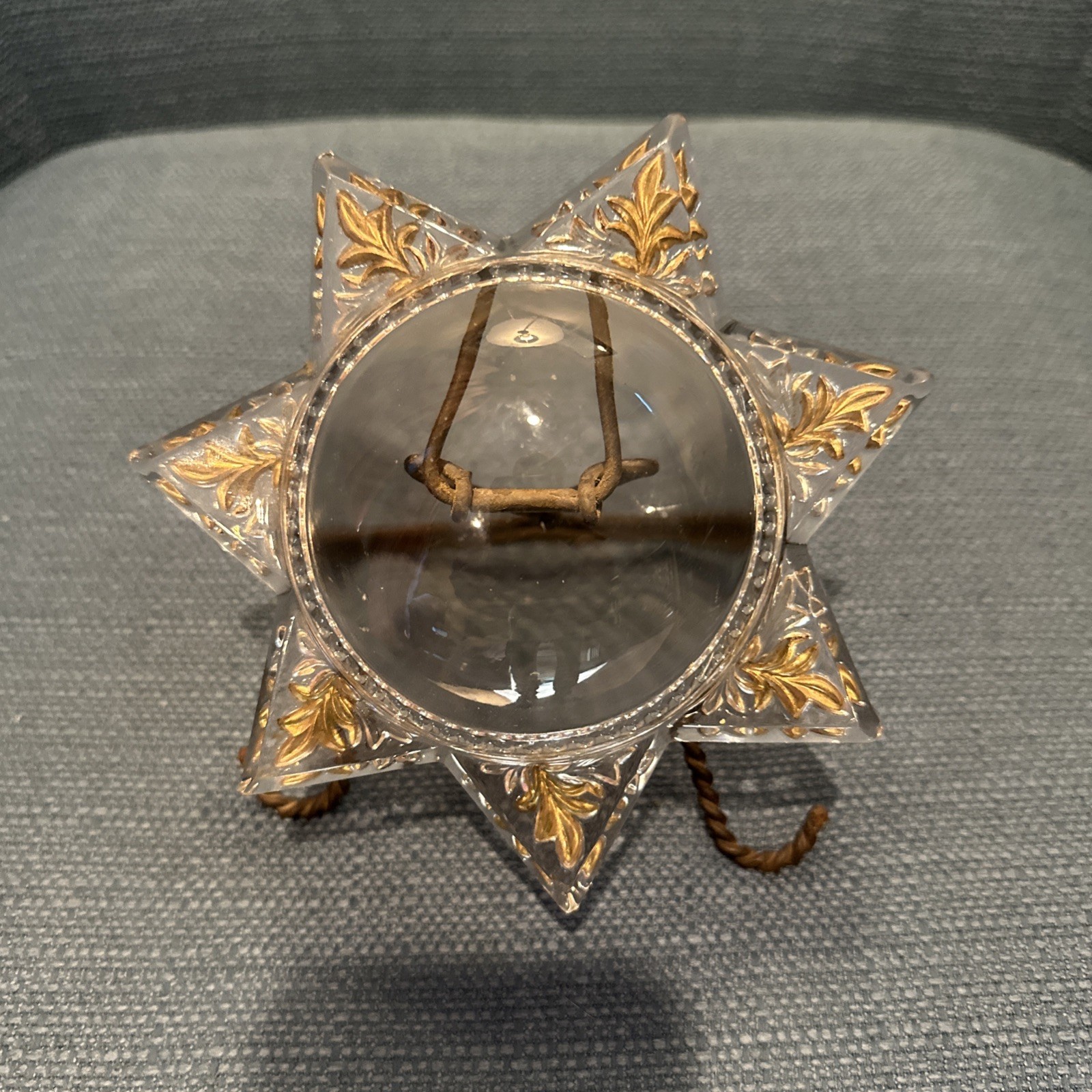 Antique Victorian Bubble 7 Point Star Painted Goofus Glass Magnifier Easel EUC Antique Victorian Bubble 7 Point Star Painted Goofus Glass Magnifier Easel EUC