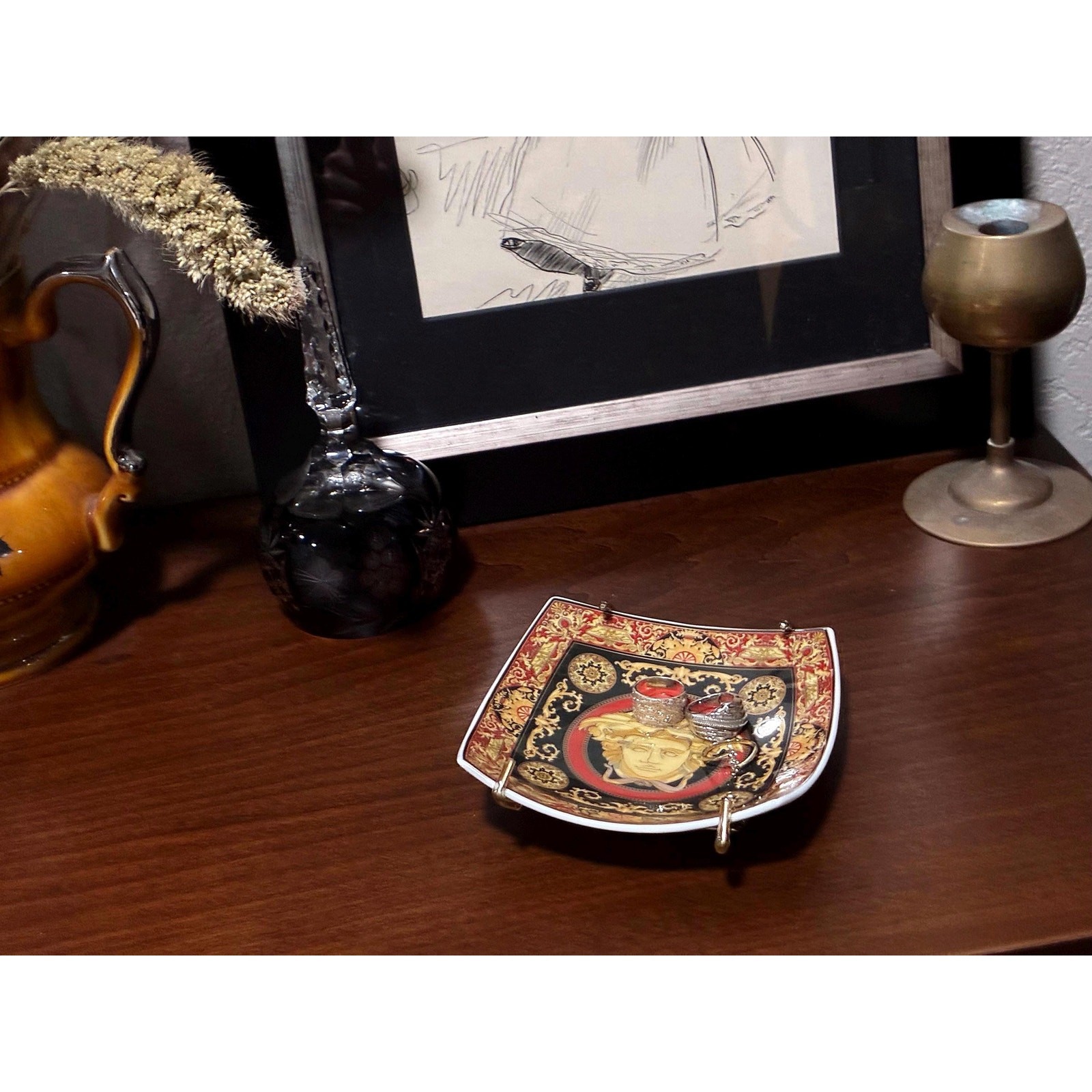 Vintage Rosenthal Versace Medusa Trinket Dish | Porcelain Ring Holder