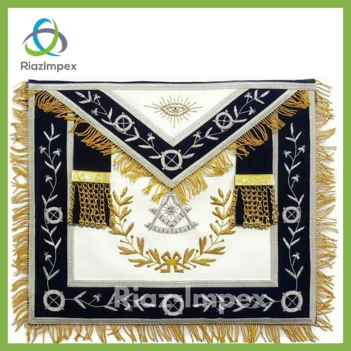 Past Master Masonic Blue Lodge Apron Bullion Hand Embroidered Past Master Masonic Blue Lodge Apron Bullion Hand Embroidered