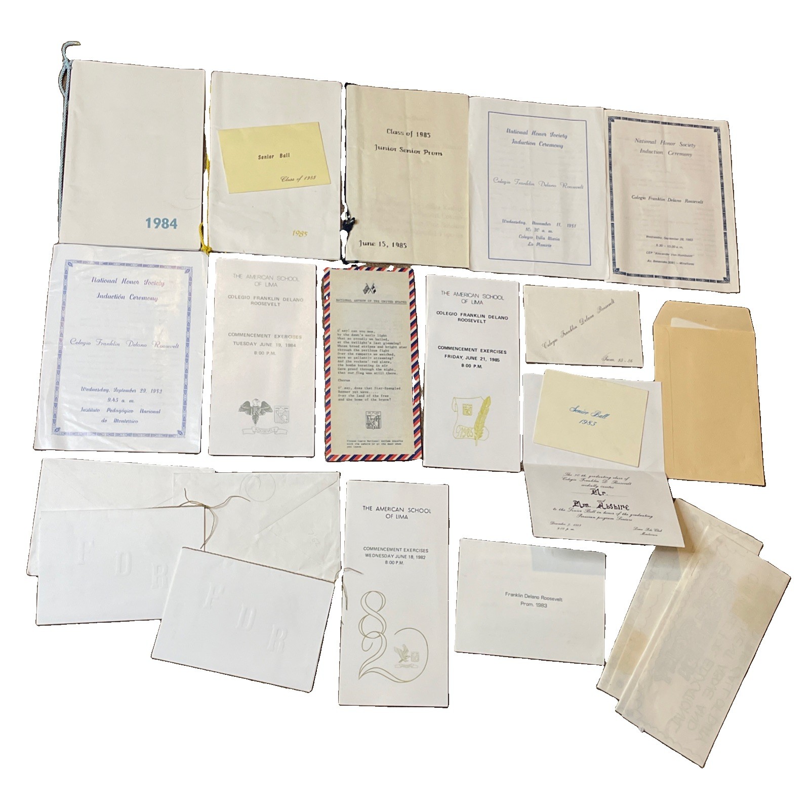 Vintage American School Lima Peru Ephemera Lot 1981-1985 Colegio Roosevelt Paper Vintage American School Lima Peru Ephemera Lot 1981-1985 Colegio Roosevelt Paper