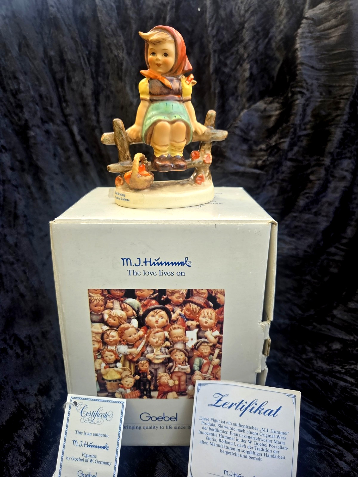 Goebel Hummel Figurine 1112 3/0 Just Resting Girl Mint in Box 4" Tall W/ Papers Goebel Hummel Figurine 1112 3/0 Just Resting Girl Mint in Box 4" Tall W/ Papers