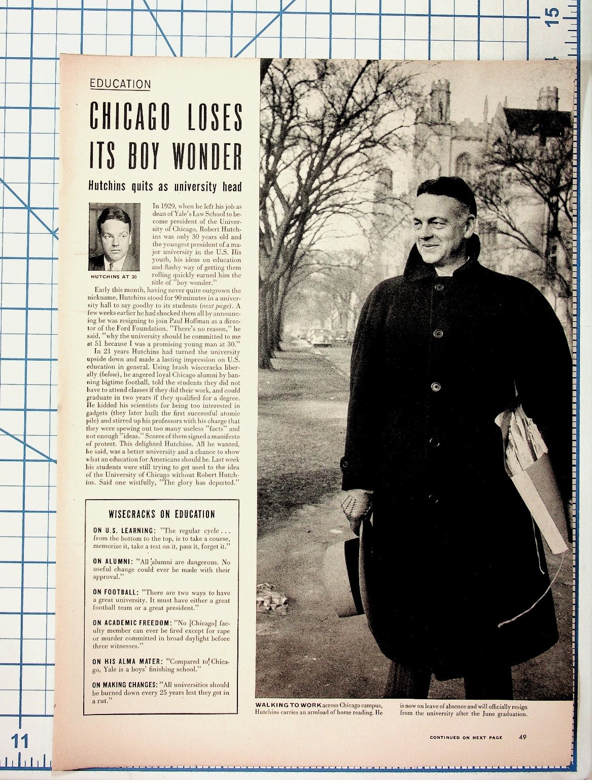 1951 Robert Maynard Hutchins University of Chicago Magazine Page 1951 Robert Maynard Hutchins University of Chicago Magazine Page